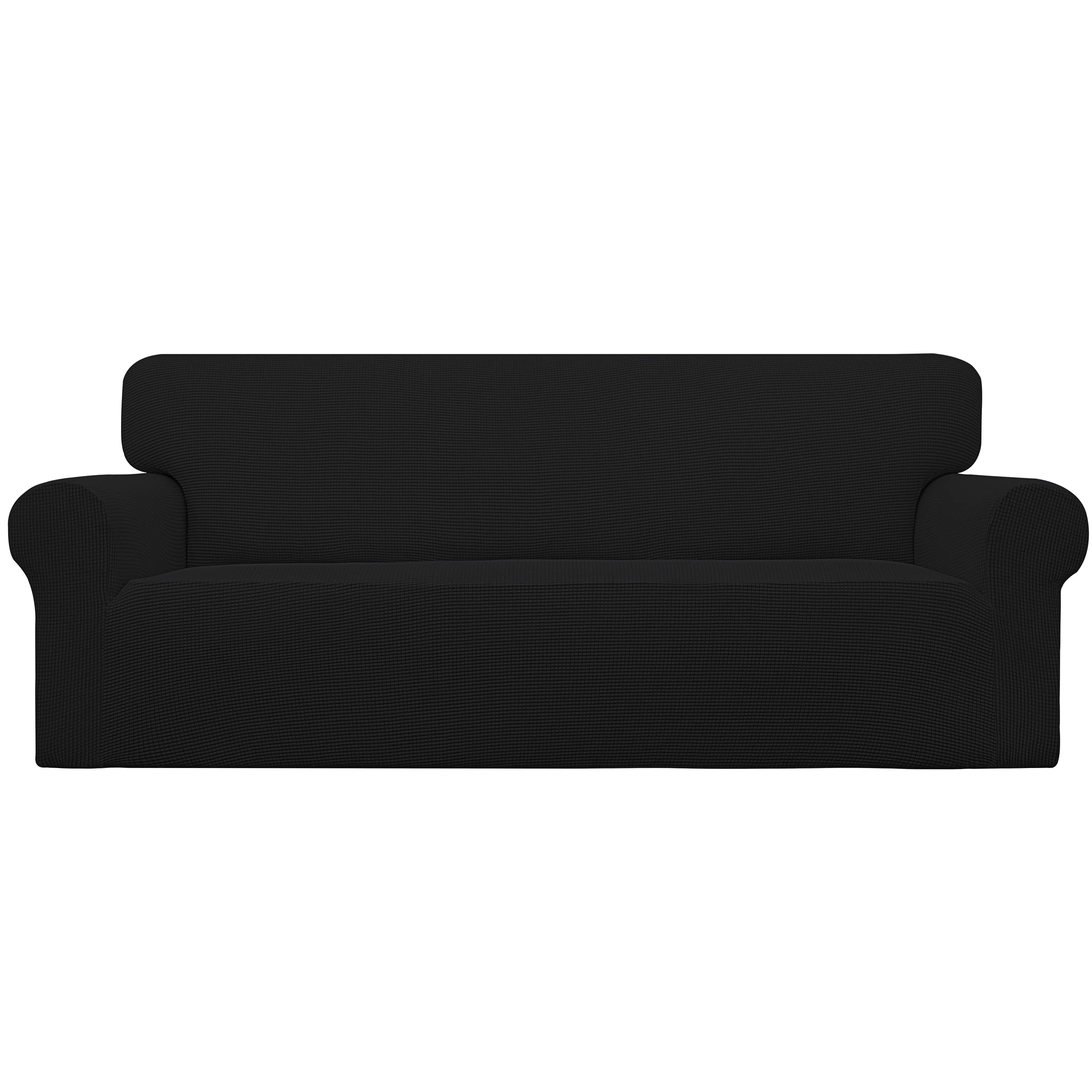 Easy-Going Stretch Sofa Slipcover 1-Piece Sofa Cover Furniture Protector Couch Soft with Elastic Bottom for Kids, Polyester Spandex Jacquard Fabric Small Checks (Sofa, Dark Gray)