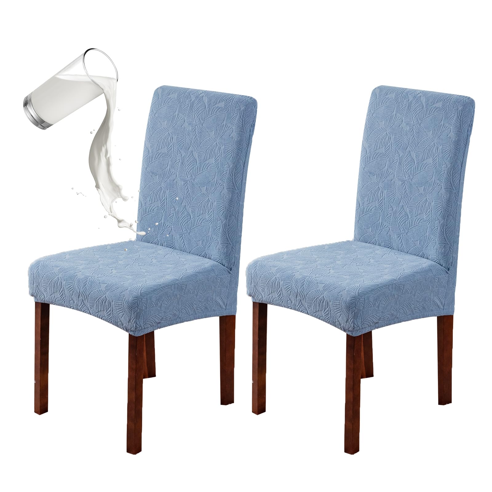 Genina Waterproof Dining Room Chair Covers Stretch Parsons Chair Slipcovers for Dining Room Kitchen Chair Protector Cover, Removable, Washable (4, Flower Pattern-Dark Gray)