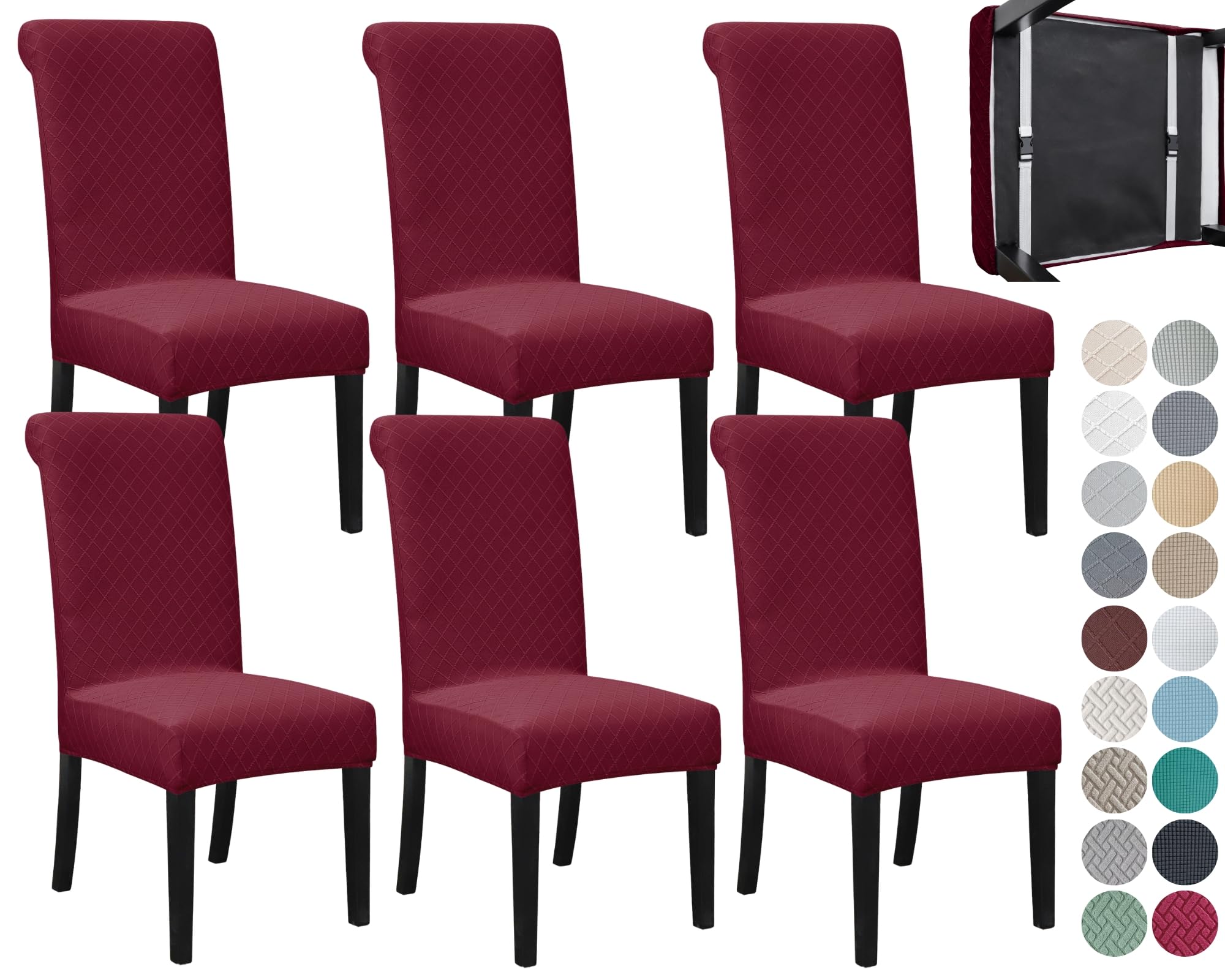 SPRINGRICO 4 Pack Dining Room Chair Covers with seat Belt, Stretch Parsons Chair Slipcover Washable Kitchen Dining Chair Cover Removable Seat Protector Set of 4, S3- Warm Cream