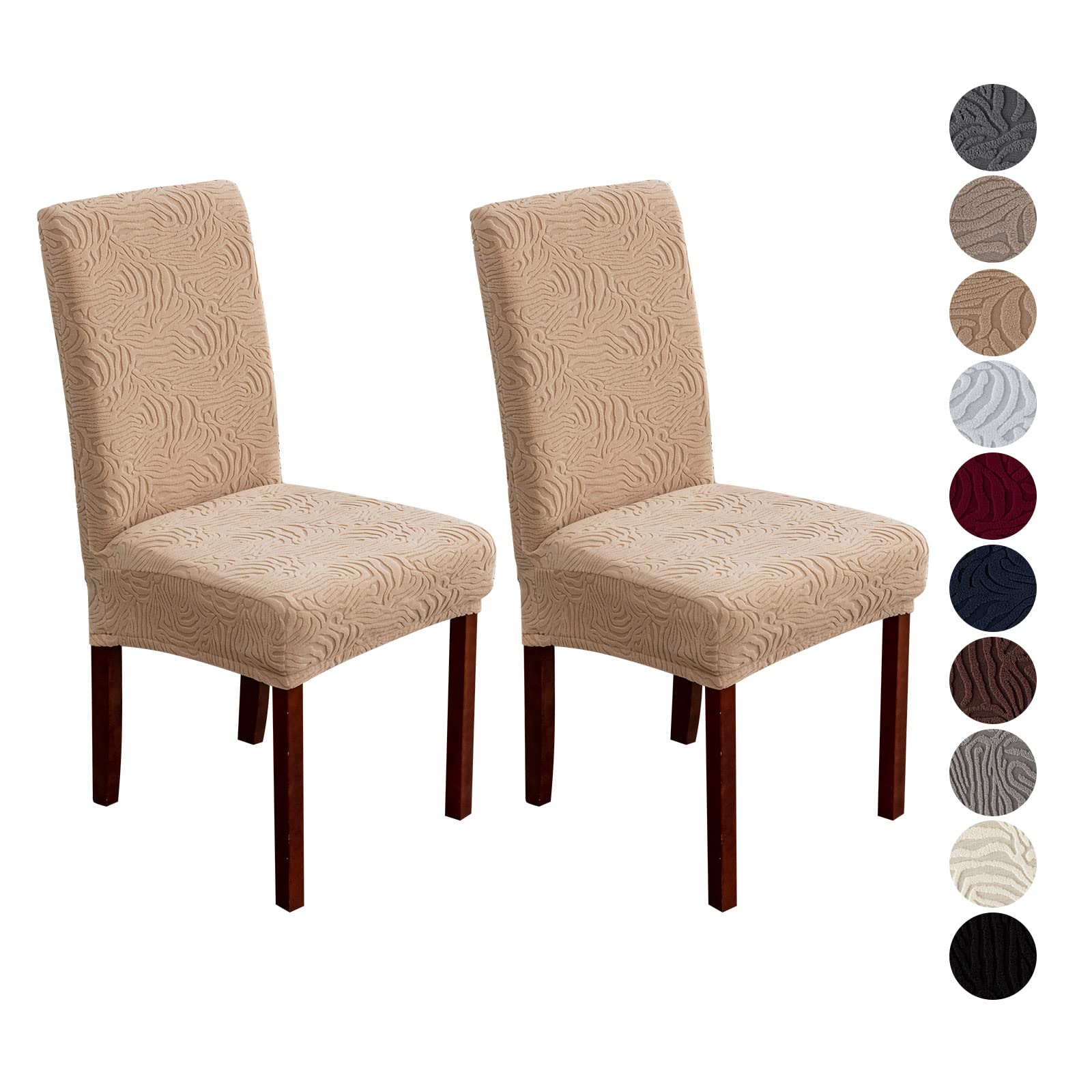Dining Chair Covers, Chair Covers for Dining Room Stretch Parsons Chair Slipcover, for Dining Room Kitchen Chair Protector Cover, Removable, Washable (Beige, 6 Pack)