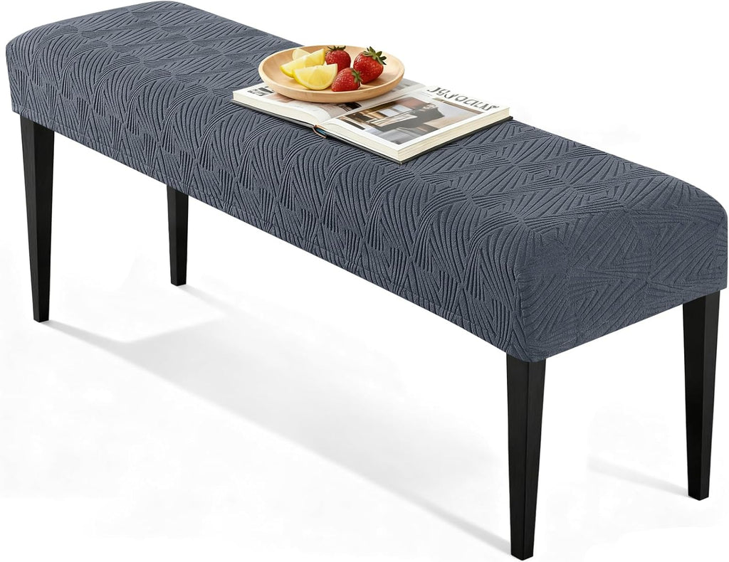 VANSOFY Dining Bench Cover, Stretch Jacaquard Bench Seat Cushion Covers, Rectangular Washable Bench Covers Slipcover for Dining Room, Bedroom, Kitchen, Living Room (Gray)