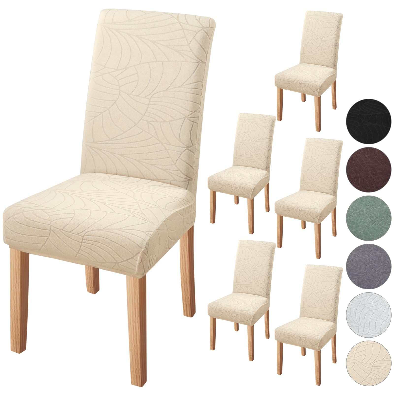 Fuloon Chair Covers for Dining Room 6 Pack, Solid Stretch Dining Chair Covers, Washable Kitchen Slip Covers, Parson Chair Covers Set of 6 (Gray Lotus, 6 Pack)