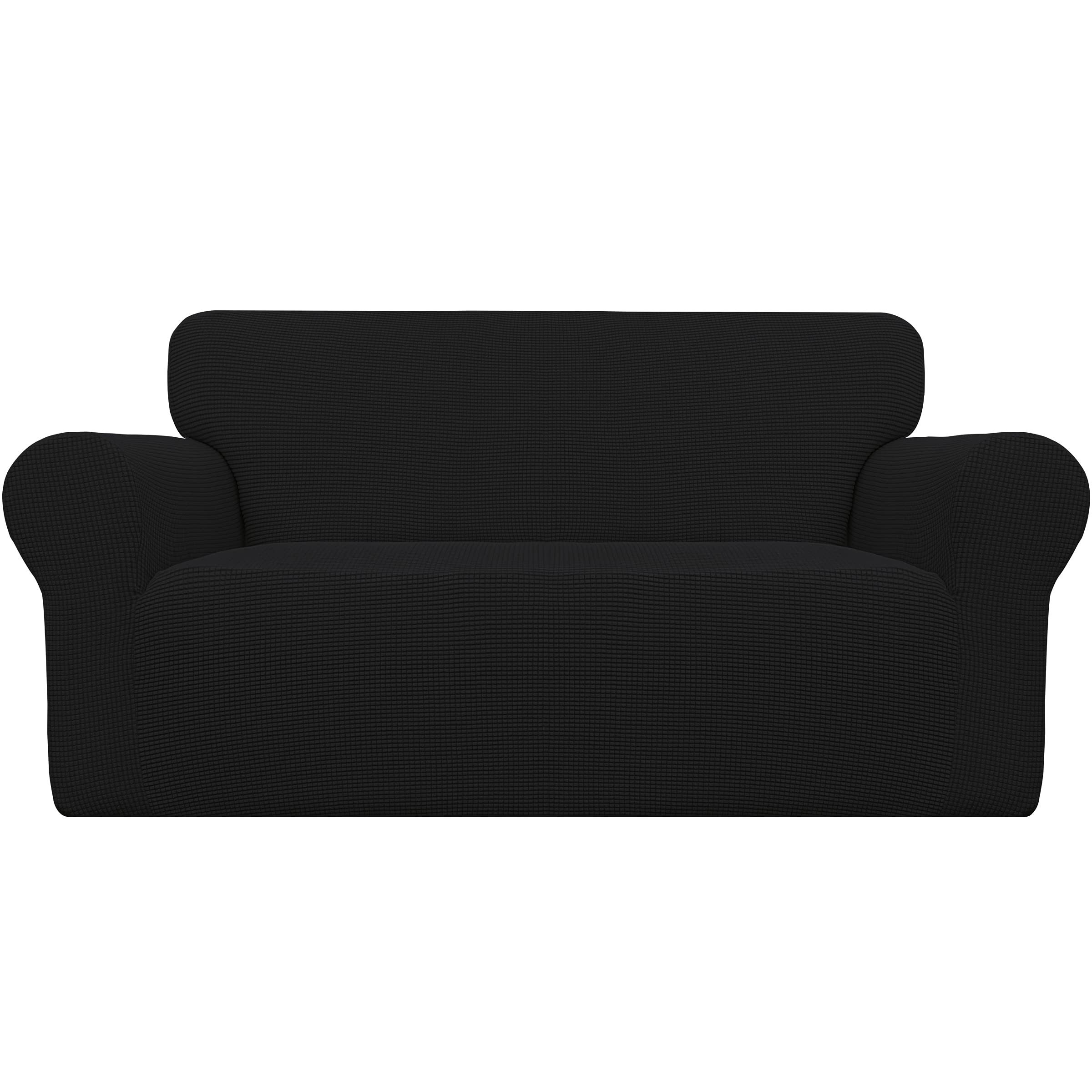 Easy-Going Stretch Sofa Slipcover 1-Piece Sofa Cover Furniture Protector Couch Soft with Elastic Bottom for Kids, Polyester Spandex Jacquard Fabric Small Checks (Sofa, Black)