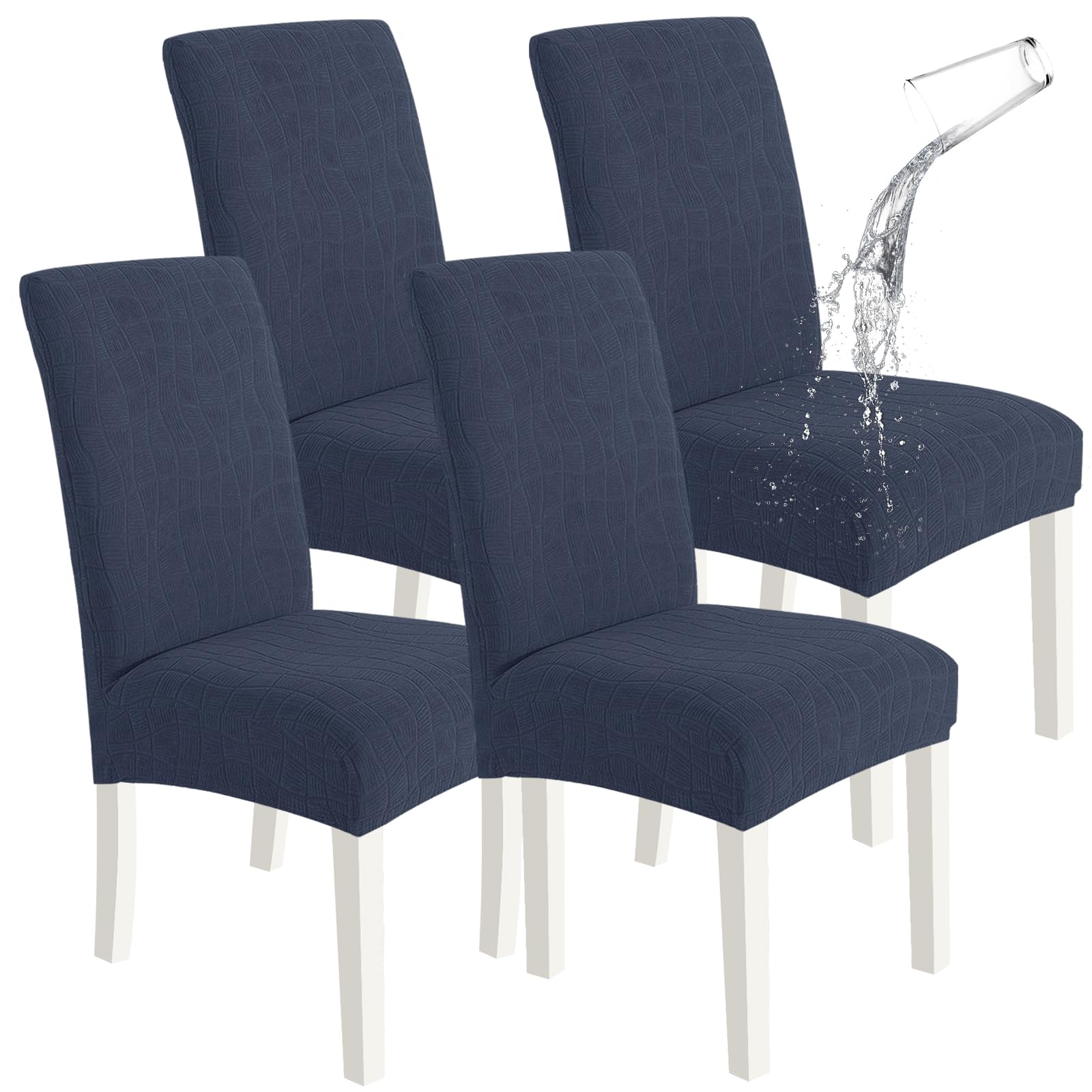 SYSLOON 100% Waterproof Chair Covers for Dining Chairs, Stretch Chair Covers Set of 4, Parson Chair Slipcovers Removable Washable Kitchen Chairs Seat Covers,Light Gray