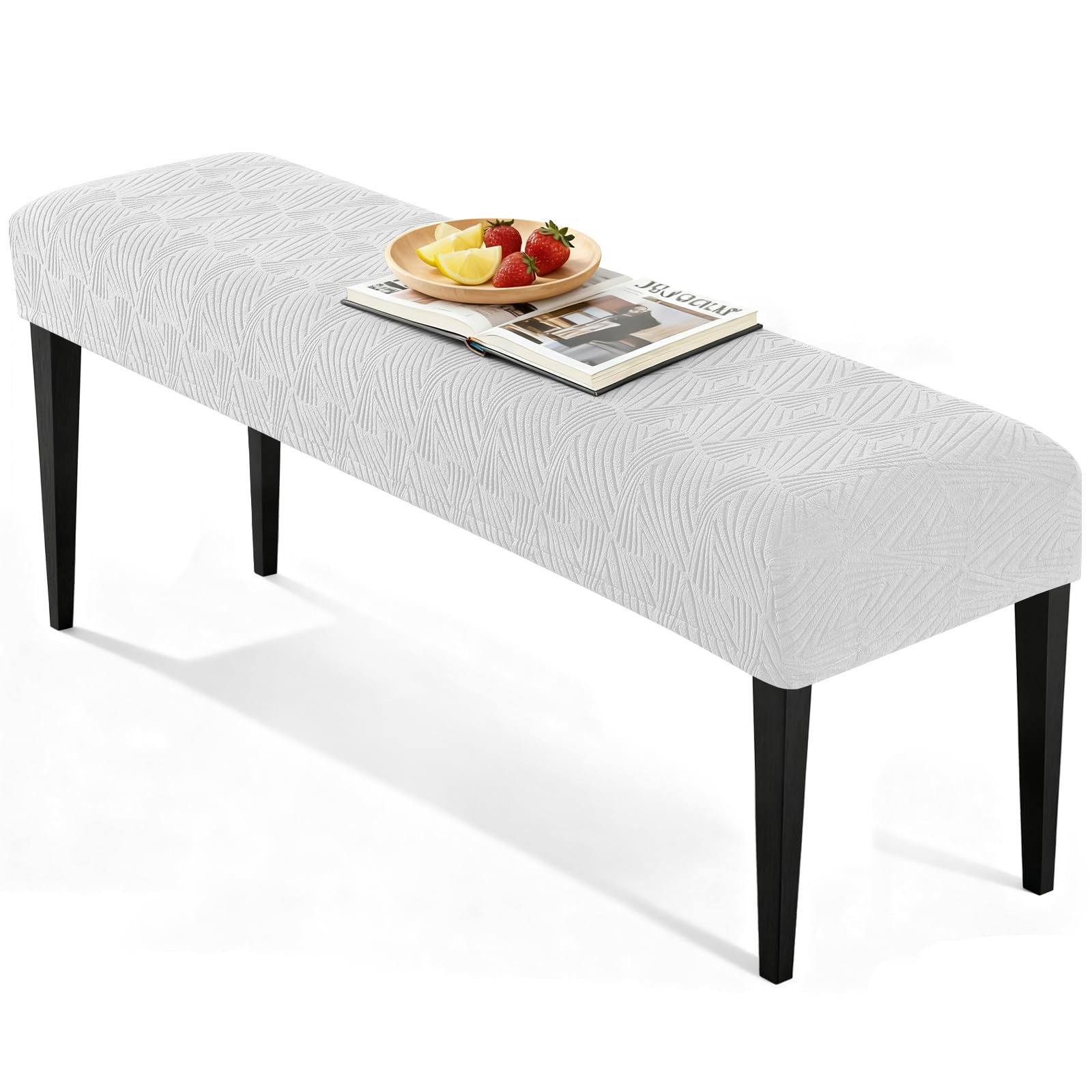 VANSOFY Dining Bench Cover, Stretch Jacaquard Bench Seat Cushion Covers, Rectangular Washable Bench Covers Slipcover for Dining Room, Bedroom, Kitchen, Living Room (Gray)