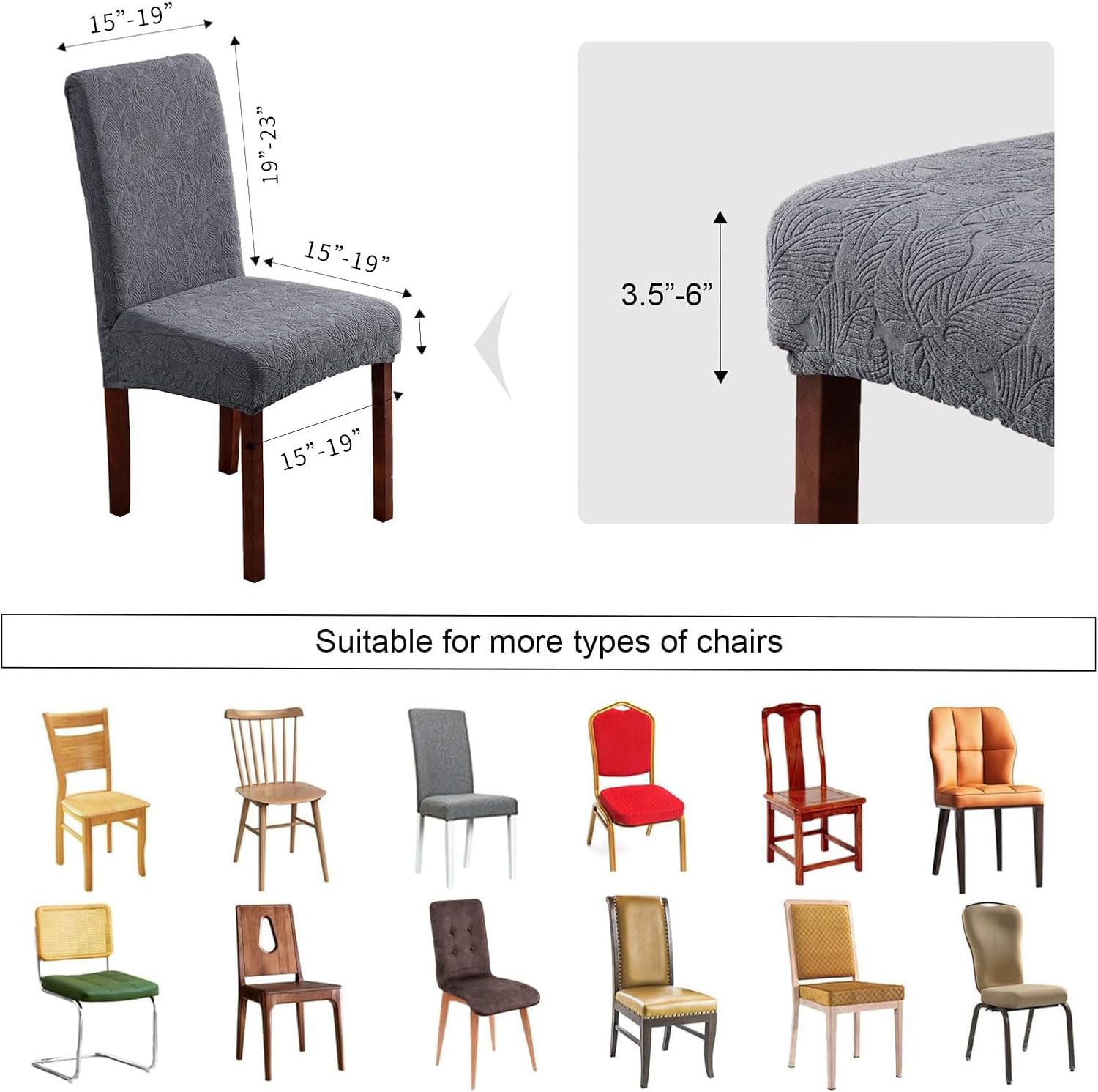 Waterproof Dining Chair Covers, Chair Covers for Dining Room Stretch Parsons Chair Slipcover, for Dining Room Kitchen Chair Protector Cover, Removable, Washable