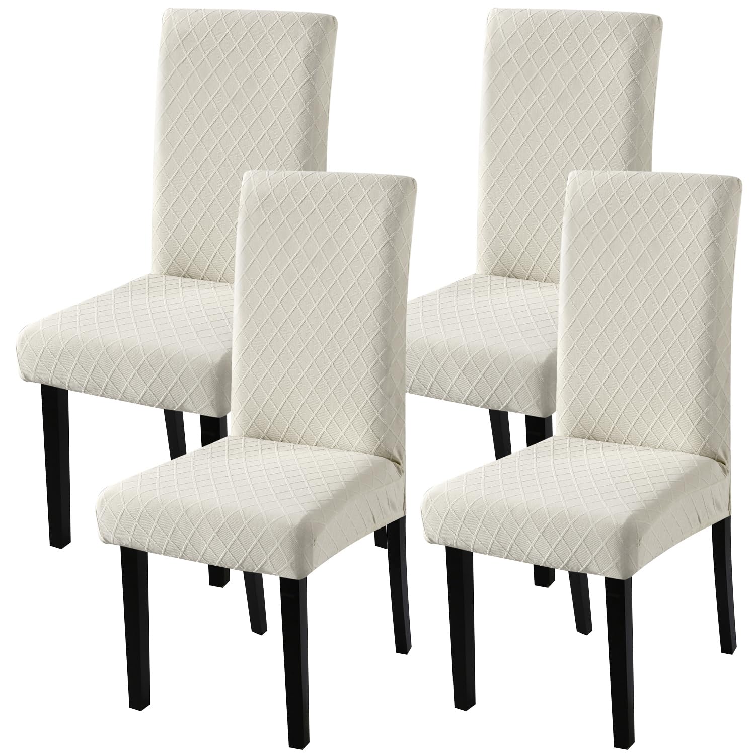 Fuloon Chair Covers for Dining Room 6 Pack, Solid Stretch Dining Chair Covers, Washable Kitchen Slip Covers, Parson Chair Covers Set of 6 (Gray Lotus, 6 Pack)