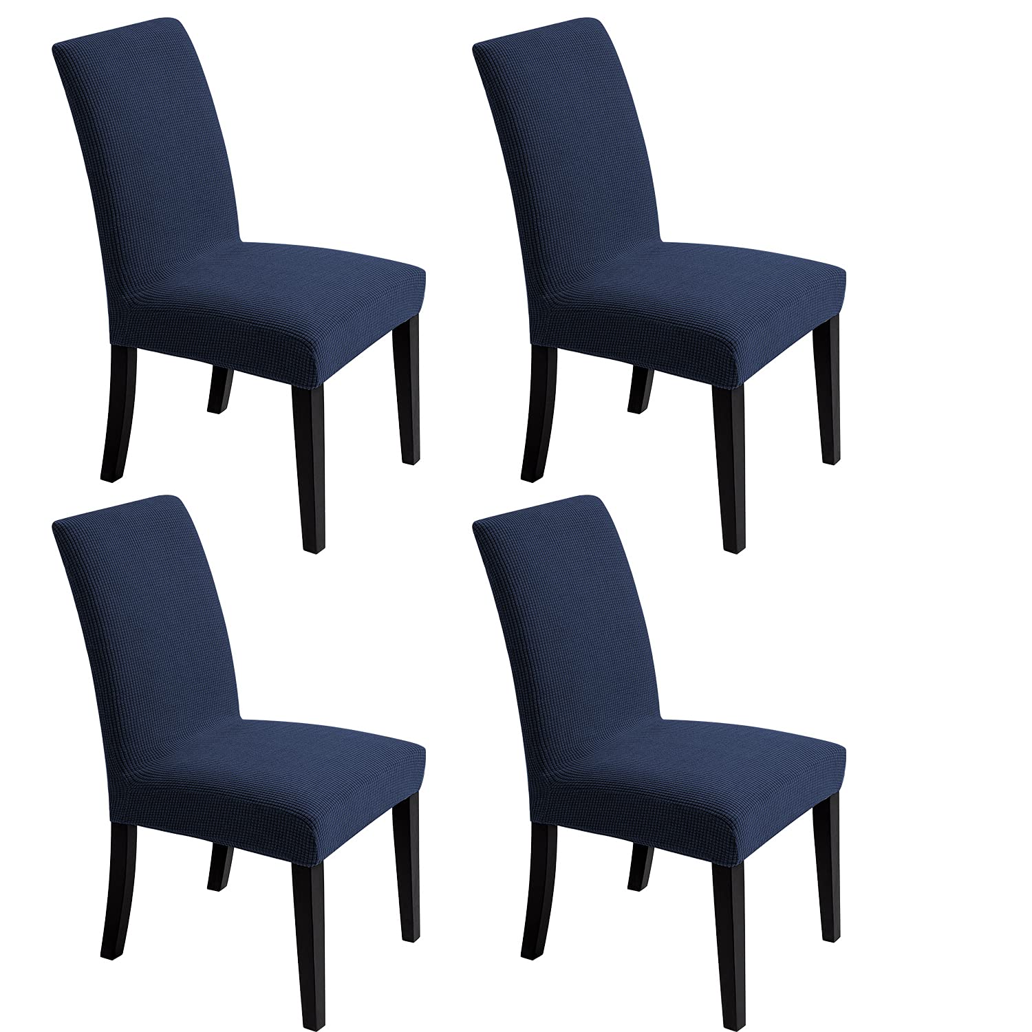 Chair Covers for Dining Room - Stretch Chair Slipcovers for Decorative Seat Protector Armless Removable Washable Elastic Dinner Universal Spandex Solid Chair Slip Covers Set (Cream,4)
