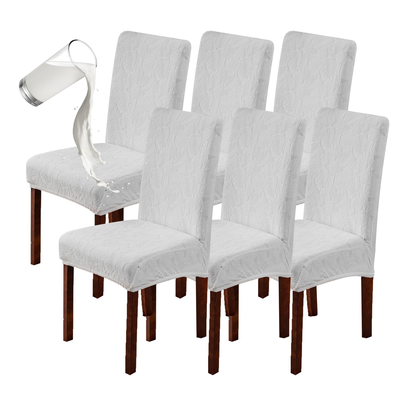 Genina Waterproof Dining Room Chair Covers Stretch Parsons Chair Slipcovers for Dining Room Kitchen Chair Protector Cover, Removable, Washable (4, Flower Pattern-Dark Gray)