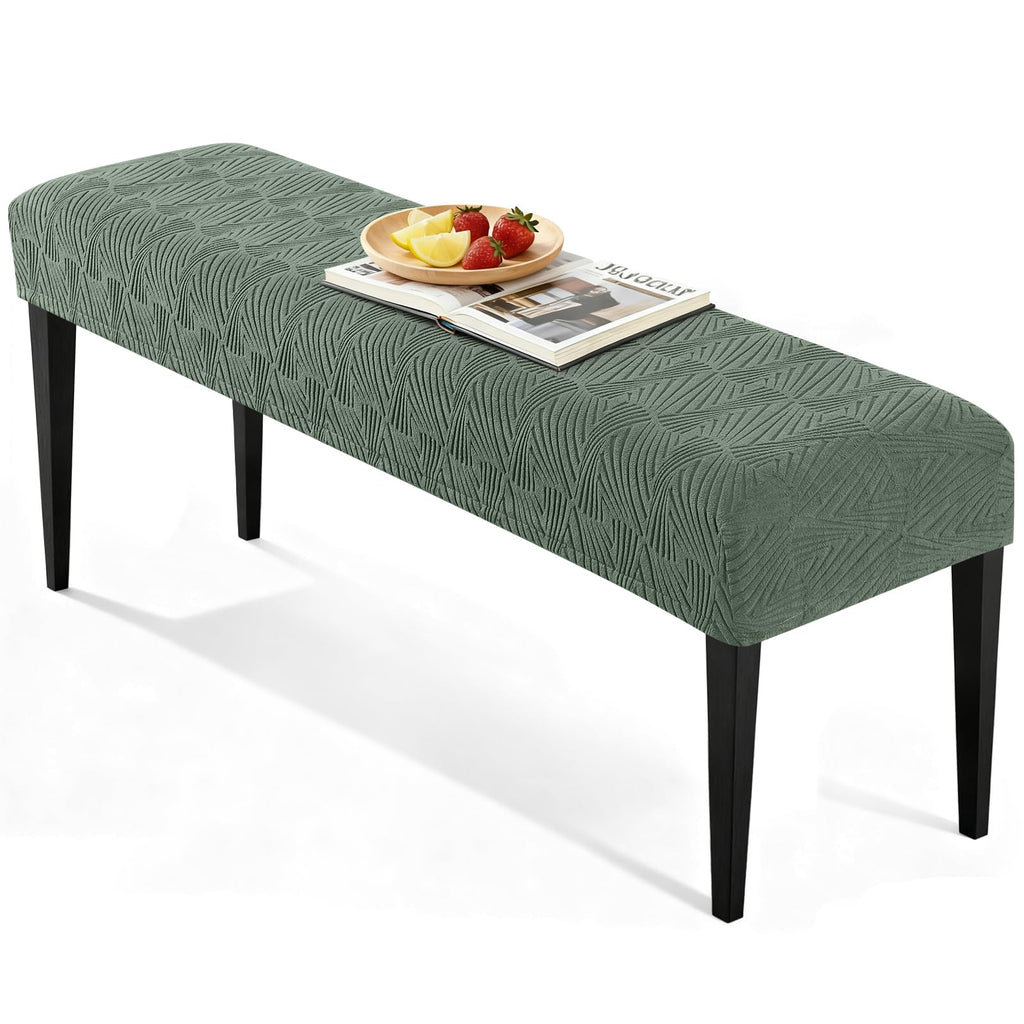 VANSOFY Dining Bench Cover, Stretch Jacaquard Bench Seat Cushion Covers, Rectangular Washable Bench Covers Slipcover for Dining Room, Bedroom, Kitchen, Living Room (Gray)