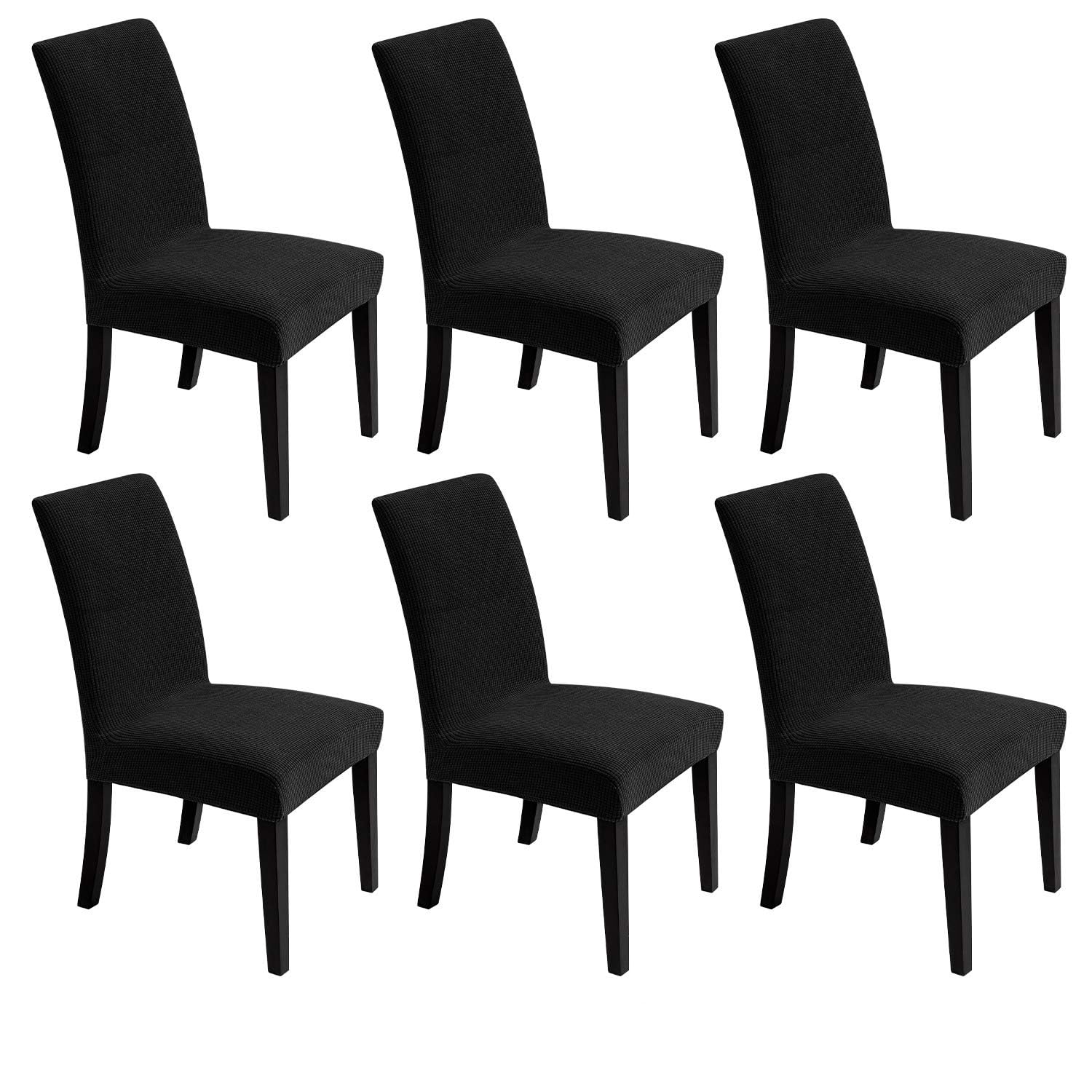 Chair Covers for Dining Room - Stretch Chair Slipcovers for Decorative Seat Protector Armless Removable Washable Elastic Dinner Universal Spandex Solid Chair Slip Covers Set (Cream,4)