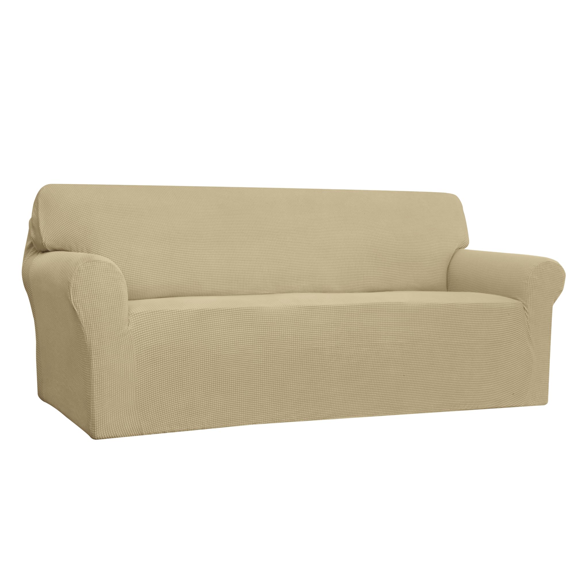 Easy-Going Stretch Sofa Slipcover 1-Piece Sofa Cover Furniture Protector Couch Soft with Elastic Bottom for Kids, Polyester Spandex Jacquard Fabric Small Checks (Sofa, Dark Gray)