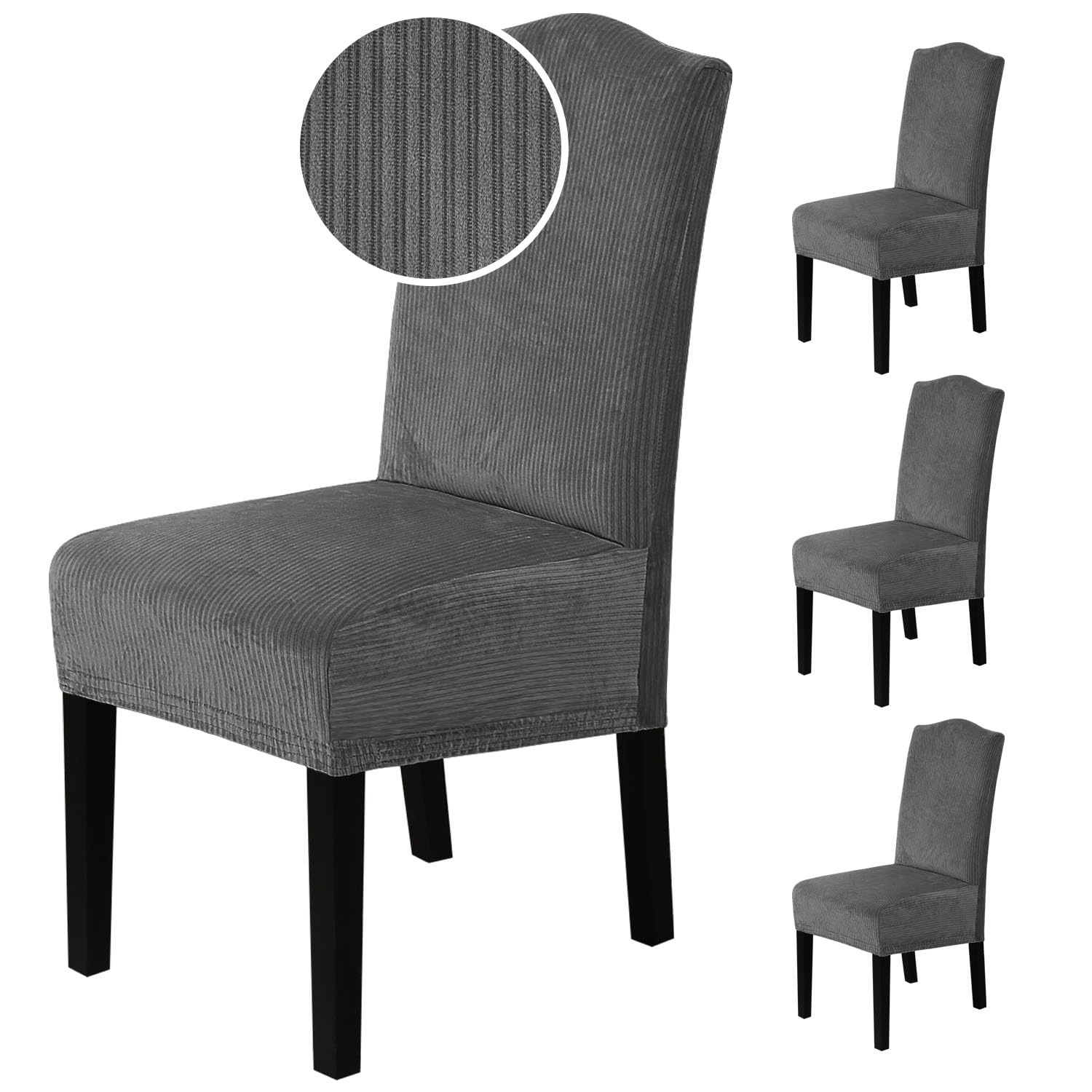 H.VERSAILTEX Dining Chair Covers Stretch for Dining Room Set of 4 Parson Chair Slipcovers Protectors, Soft Thick Solid Velvet Fabric Washable, Taupe