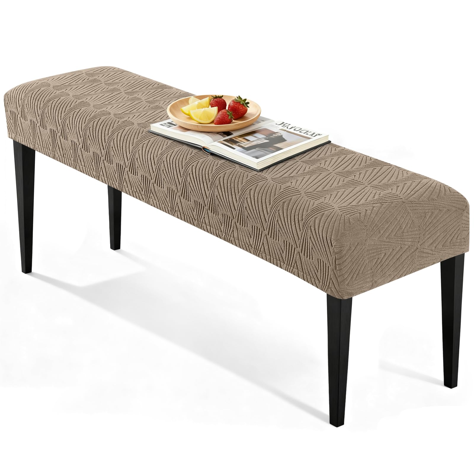 VANSOFY Dining Bench Cover, Stretch Jacaquard Bench Seat Cushion Covers, Rectangular Washable Bench Covers Slipcover for Dining Room, Bedroom, Kitchen, Living Room (Gray)