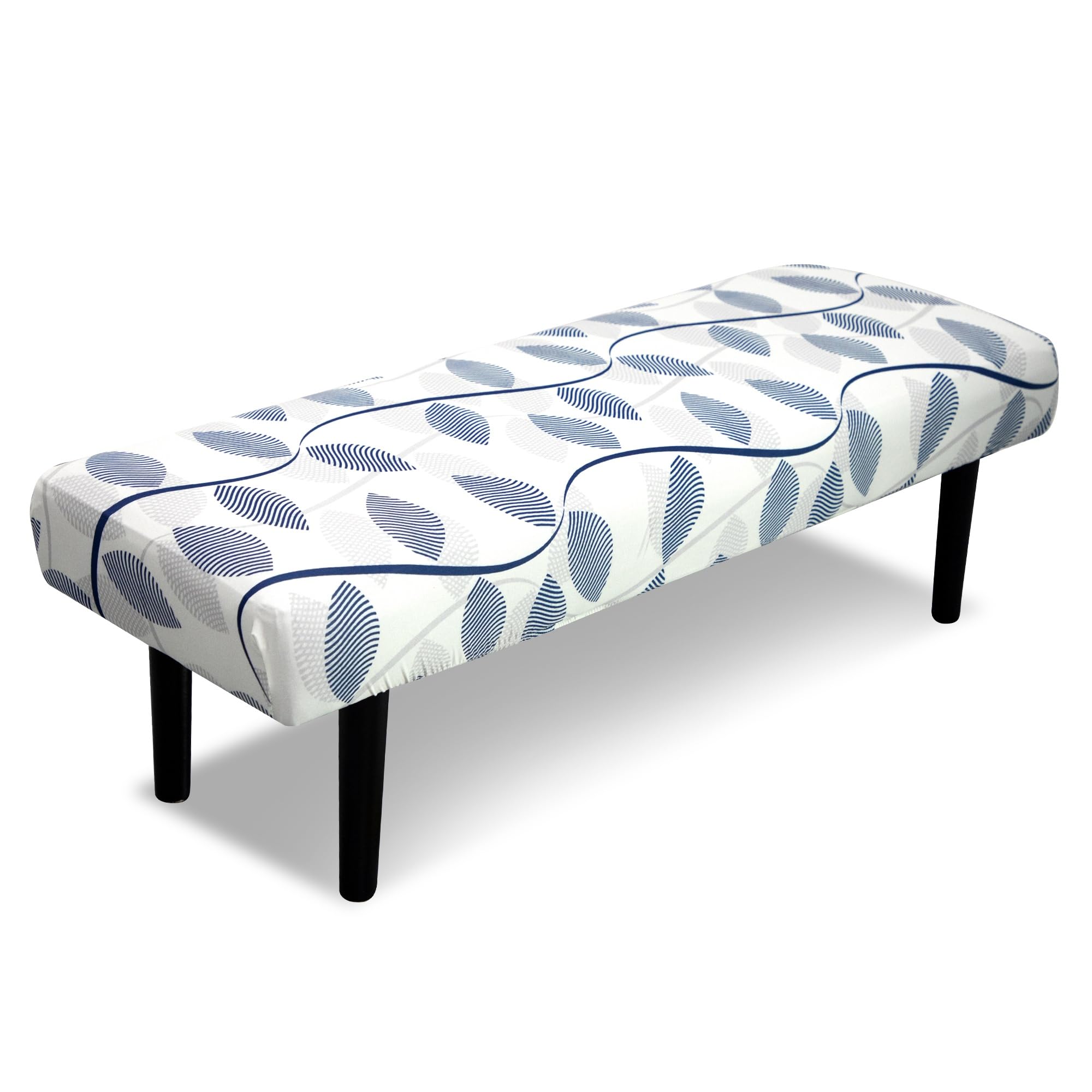 Stretch Bench Covers, Bench Seat Covers, Bench Cushions Covers, Printed Bench Seat Protector, Washable Bench Slipcover, Rectangle Bench Covers for Dining Room, Living Room, Kitchen(Leaf grey)