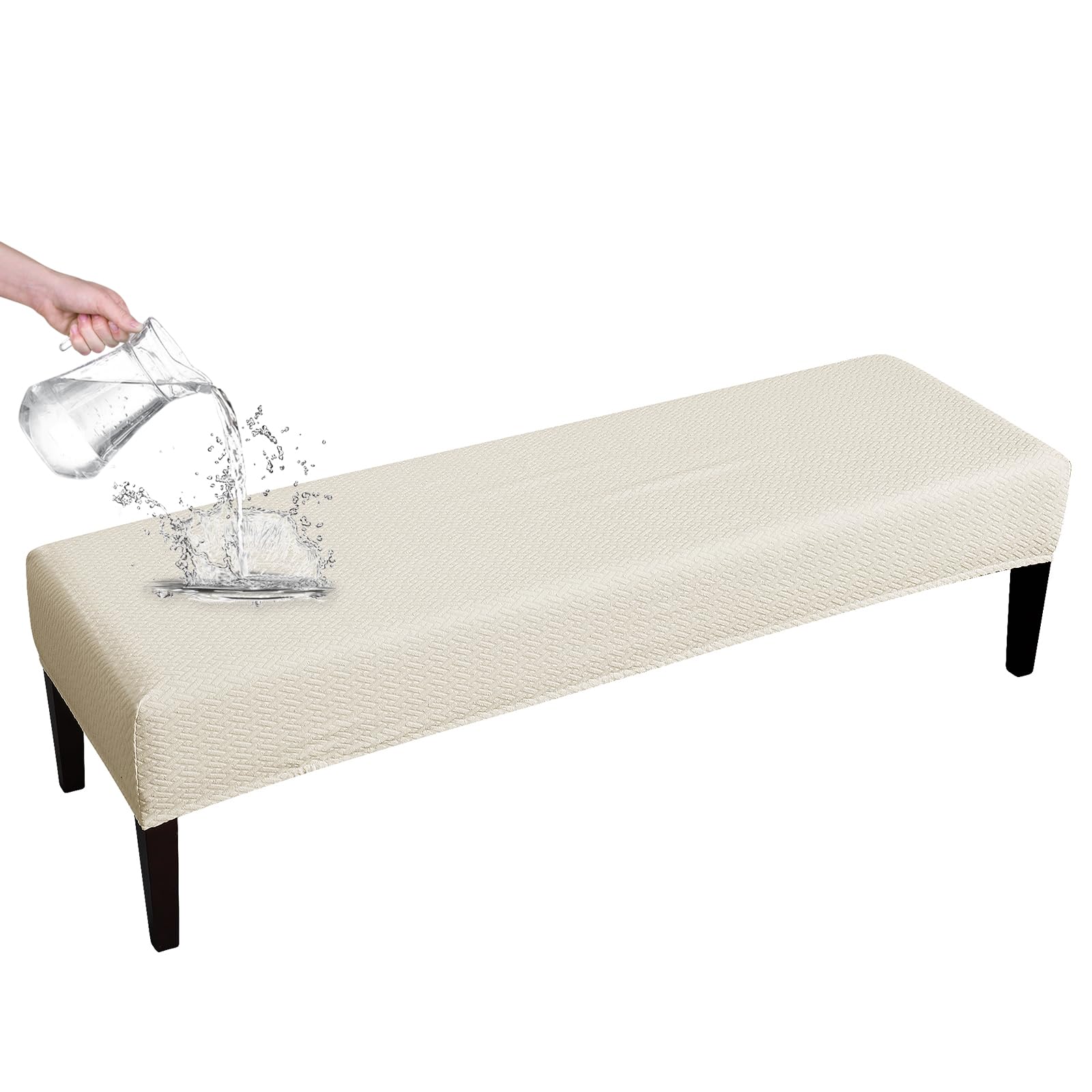 FORCHEER Dining Bench Cover Velvet Black Bench Slipcover for Living Room Rectangle 59inch Bench Seat Protector for Bedroom, Kitchen Washable(Velvet-Black)
