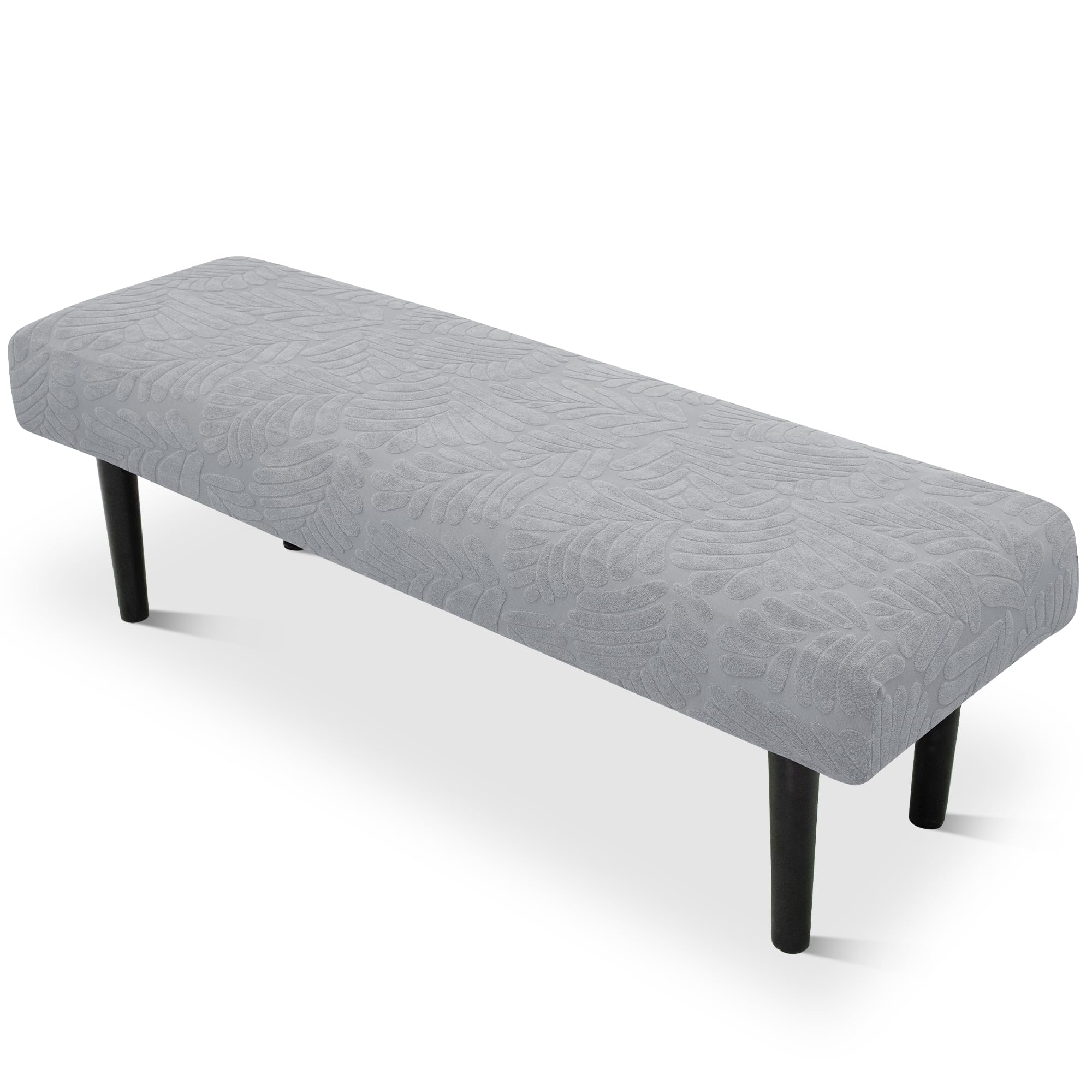 Stretch Bench Seat Cover, Reusable Slipcover for Dining Room & Bedroom, Removable Washable Rectangular Bench Covers, Elastic Fit for Home Furniture(Light Gray)