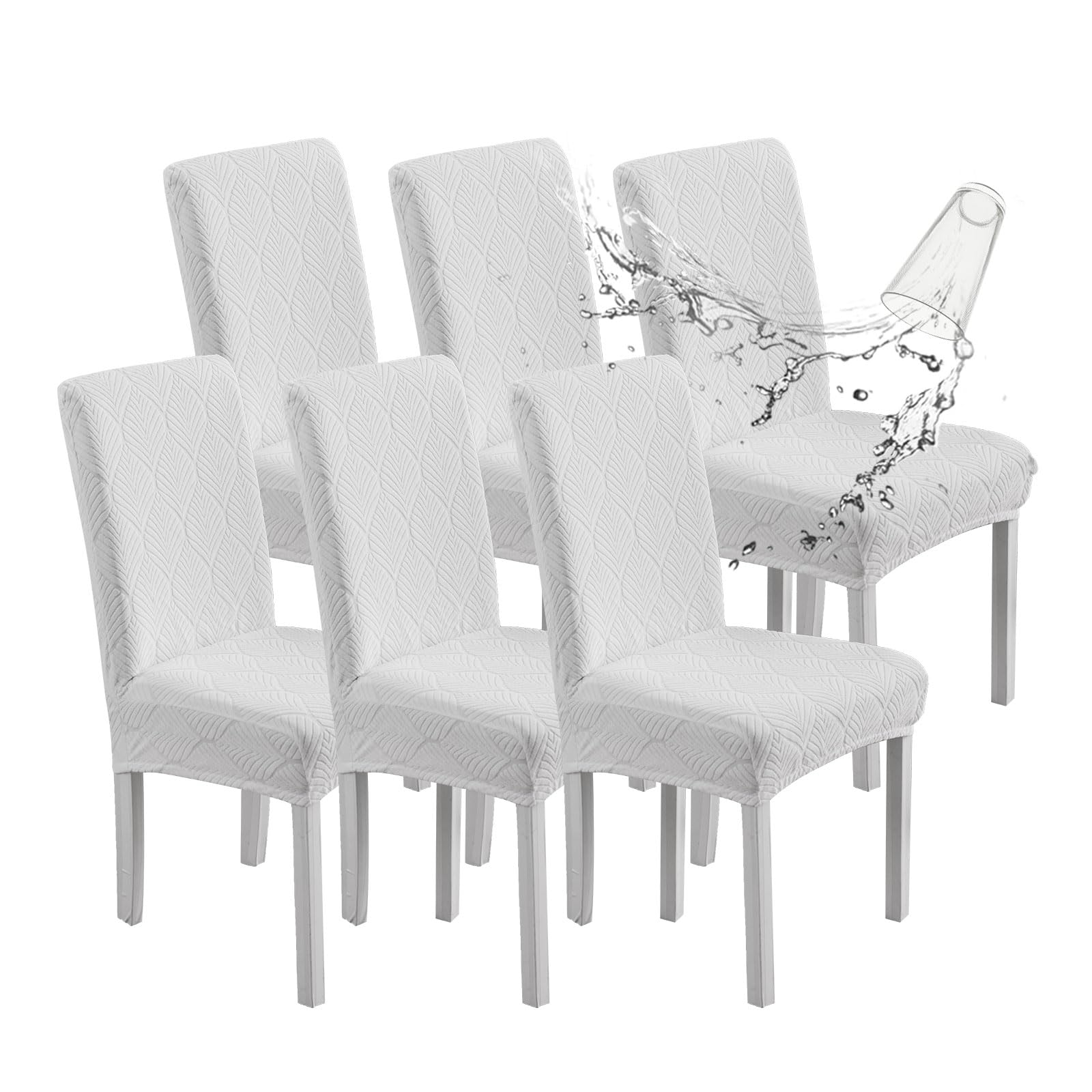 Chair Covers for Dining Chairs,100% Waterproof Dining Chair Covers Set of 4,Removable Stretch Parsons Slip,Washable Seat Protector for Kitchen Beige