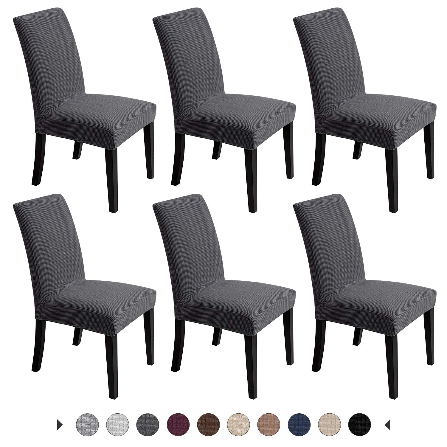 Chair Covers for Dining Room - Stretch Chair Slipcovers for Decorative Seat Protector Armless Removable Washable Elastic Dinner Universal Spandex Solid Chair Slip Covers Set (Cream,4)