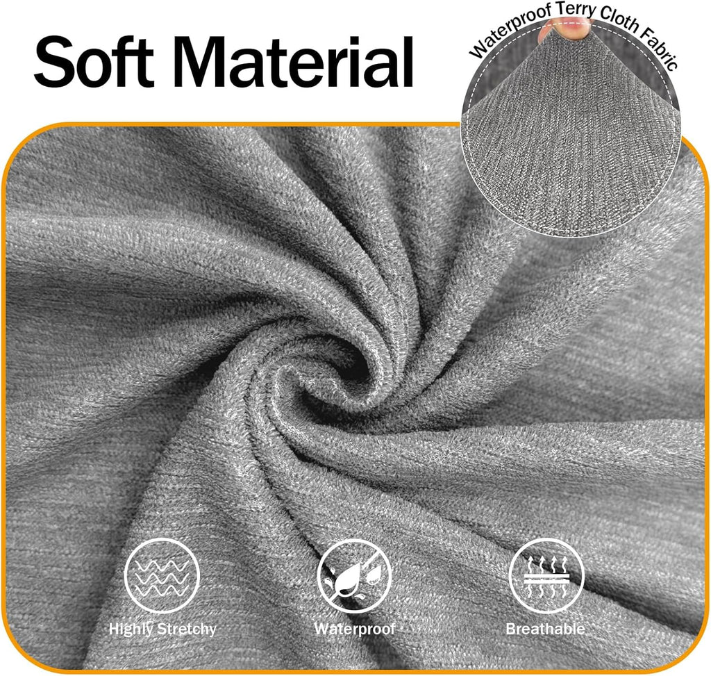 Waterproof Couch Cover, Stretch Non-Slip Sofa Slipcover with Elastic Bottom that Stays in Place - Leakproof Furniture Protector for Kids and Pets - Washable (Sofa, Light Gray)