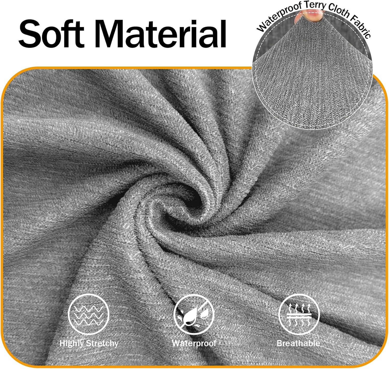Waterproof Couch Cover, Stretch Non-Slip Sofa Slipcover with Elastic Bottom that Stays in Place - Leakproof Furniture Protector for Kids and Pets - Washable (Sofa, Light Gray)