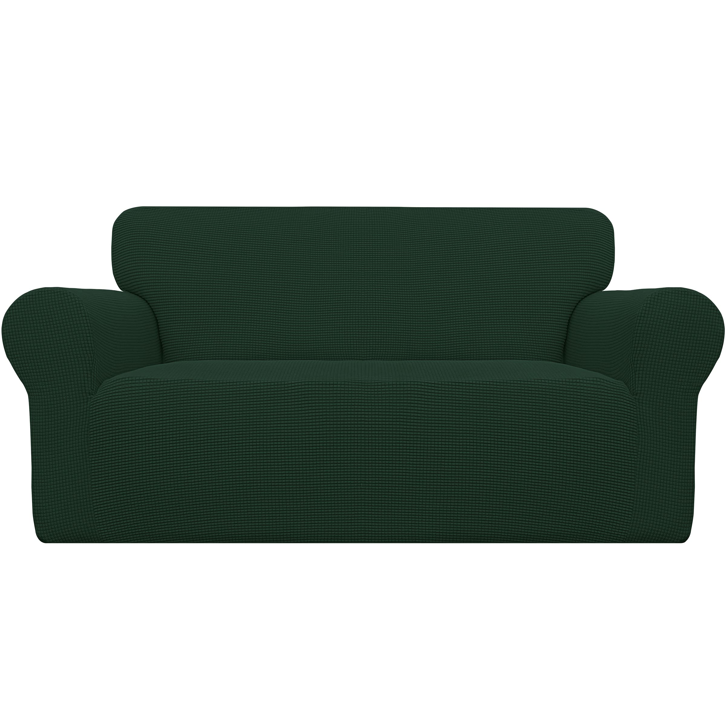 Easy-Going Stretch Sofa Slipcover 1-Piece Sofa Cover Furniture Protector Couch Soft with Elastic Bottom for Kids, Polyester Spandex Jacquard Fabric Small Checks (Sofa, Black)