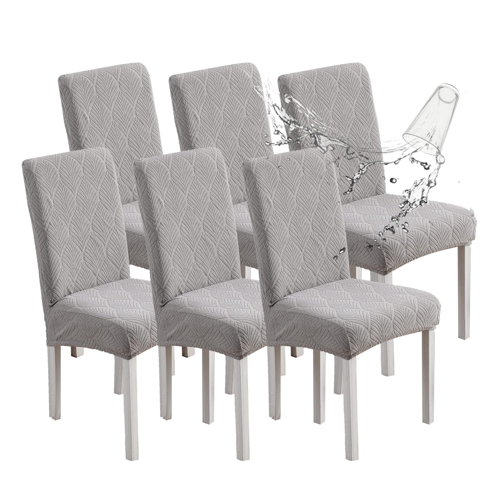 Chair Covers for Dining Chairs,100% Waterproof Dining Chair Covers Set of 4,Removable Stretch Parsons Slip,Washable Seat Protector for Kitchen Beige