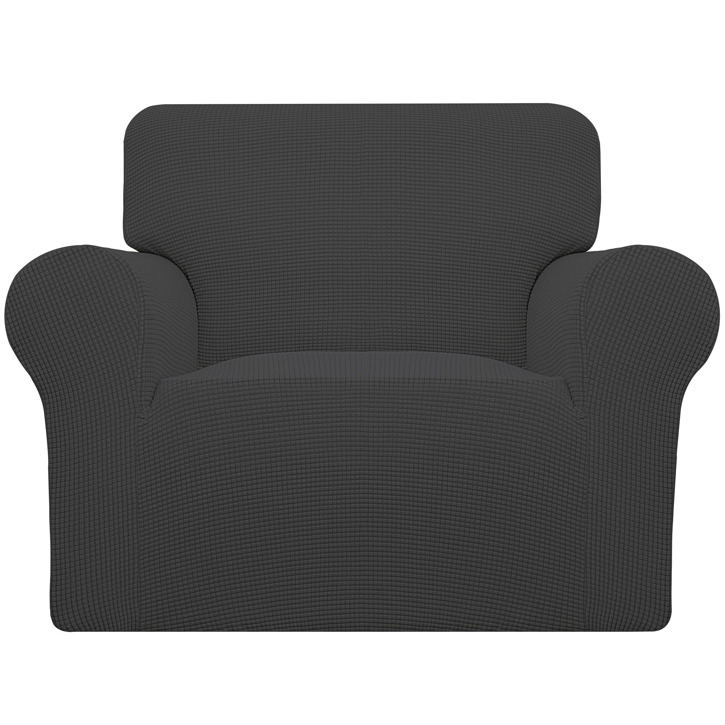 Easy-Going Stretch Sofa Slipcover 1-Piece Sofa Cover Furniture Protector Couch Soft with Elastic Bottom for Kids, Polyester Spandex Jacquard Fabric Small Checks (Sofa, Black)