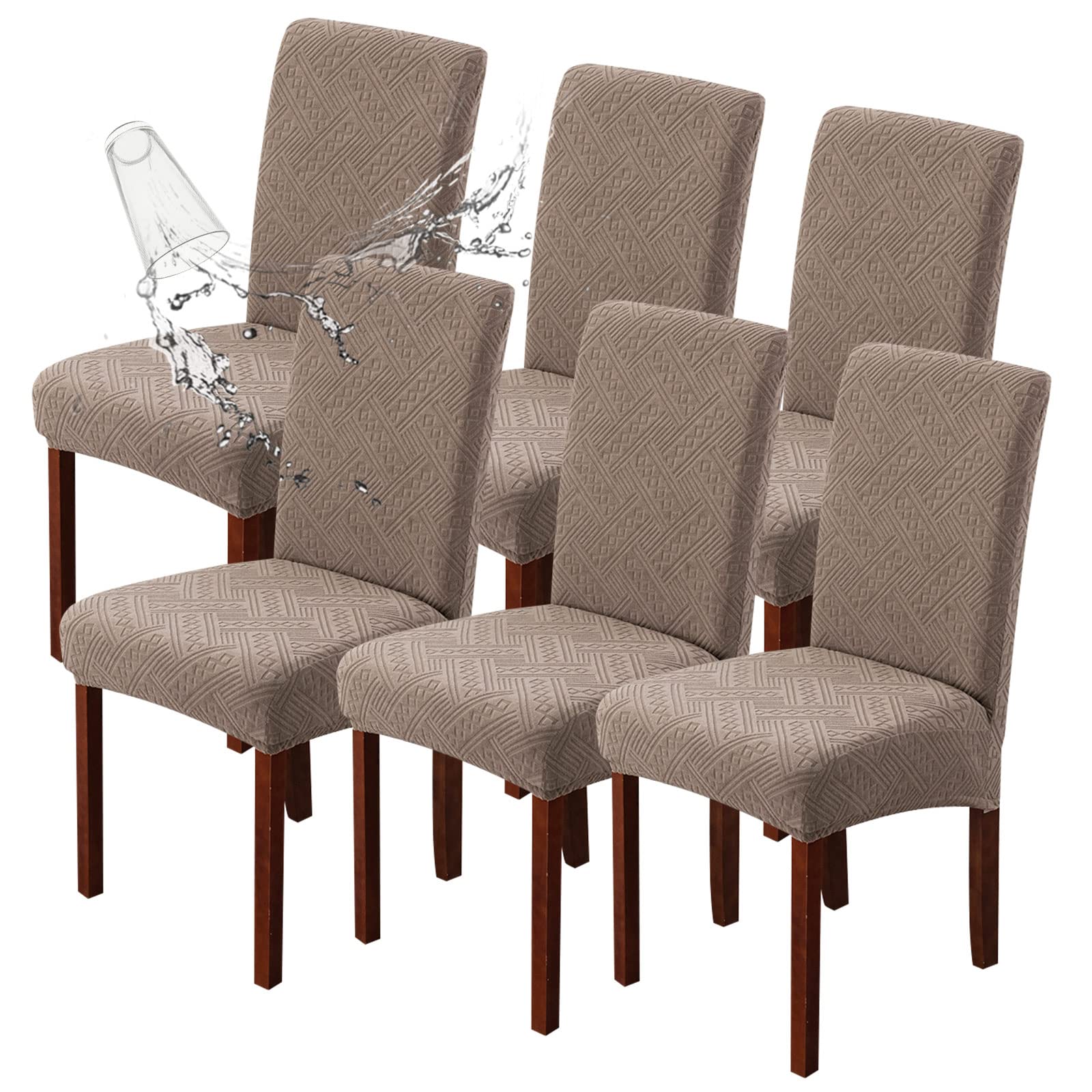 Genina Waterproof Dining Room Chair Covers Stretch Parsons Chair Slipcovers for Dining Room Kitchen Chair Protector Cover, Removable, Washable (4, Flower Pattern-Dark Gray)
