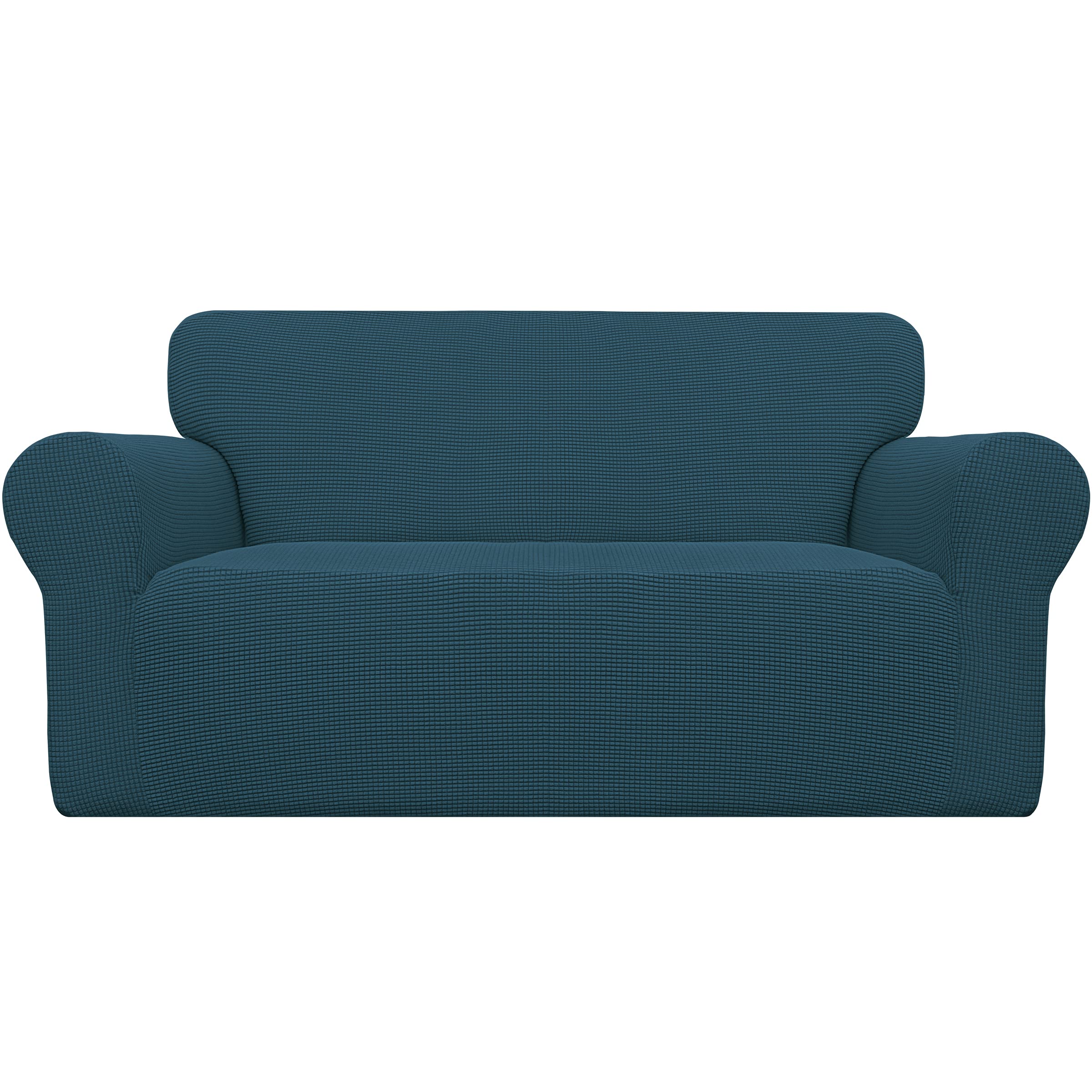Easy-Going Stretch Sofa Slipcover 1-Piece Sofa Cover Furniture Protector Couch Soft with Elastic Bottom for Kids, Polyester Spandex Jacquard Fabric Small Checks (Sofa, Black)