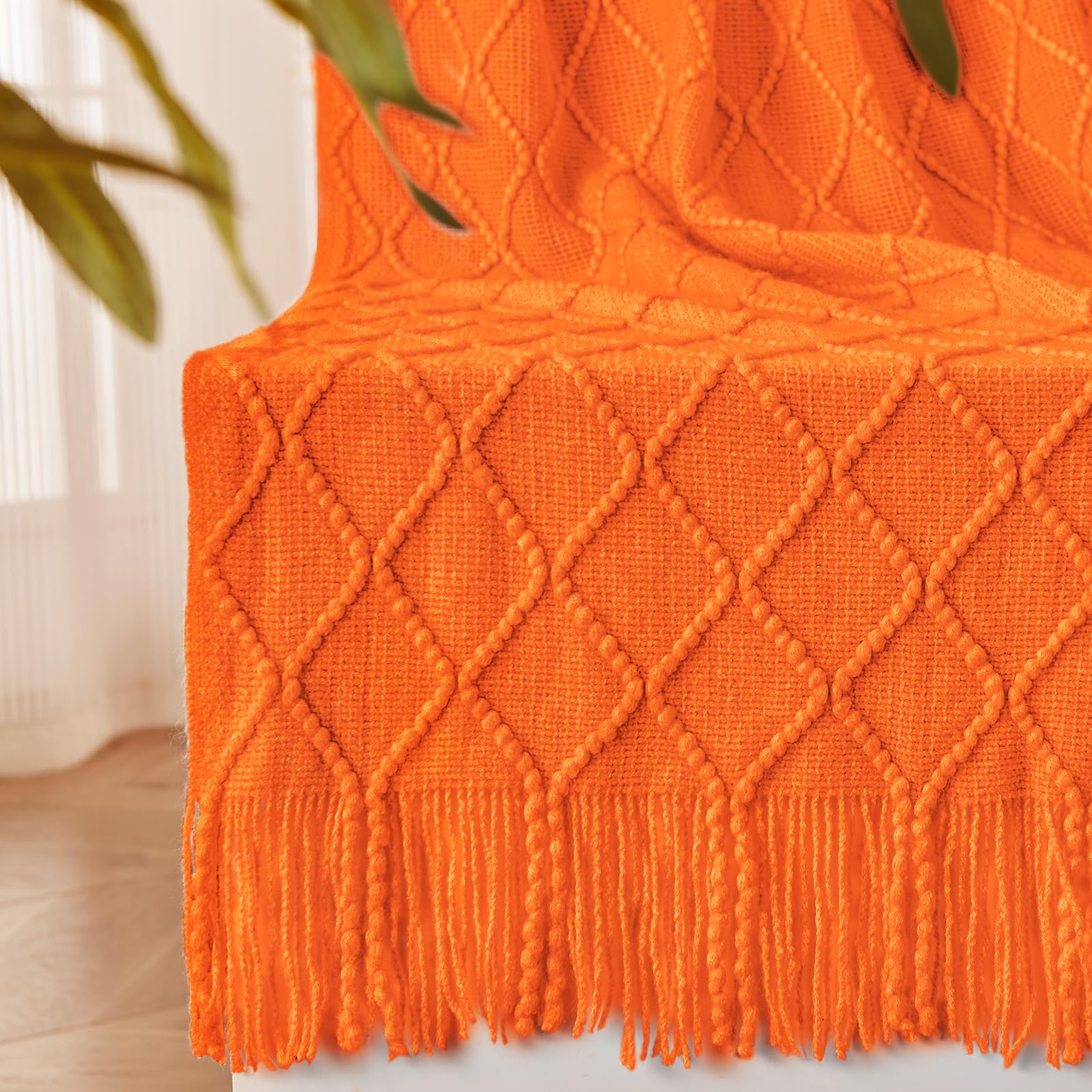 inhand Knitted Throw Blanket for Couch and Bed, Soft Living Room Home Decor Knitted Blanket with Tassel, Outdoor Lightweight Breathable Summer Blanket, Farmhouse Warm Woven Decorative, 50"x60"