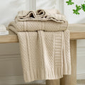 Amélie Home Premium Chenille Throw Blanket, Soft Cozy Luxury Two-Tone Knit Blanket for Couch, Sofa, Chair, Home Decor, Blue & Ivory 50"x60"