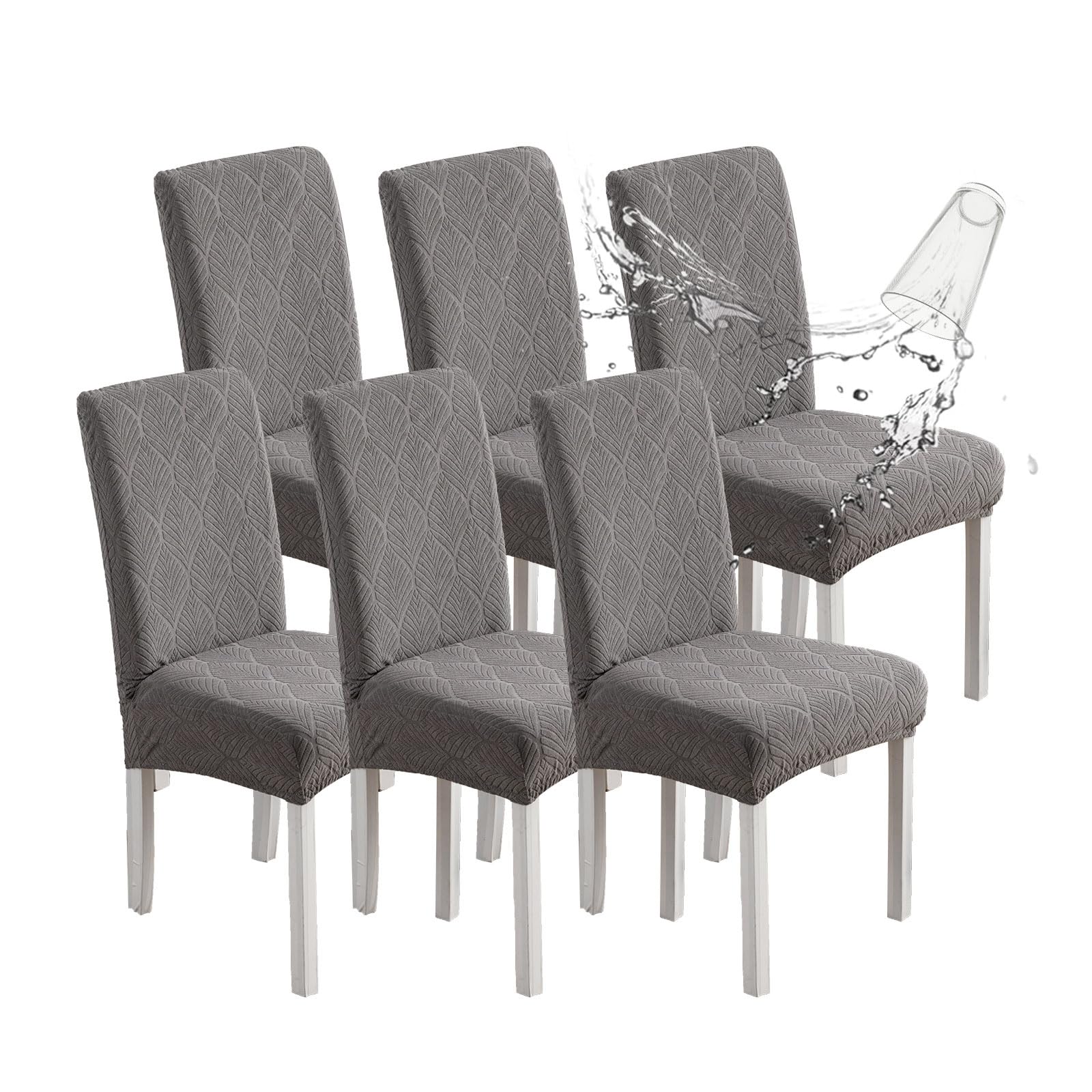 Chair Covers for Dining Chairs,100% Waterproof Dining Chair Covers Set of 4,Removable Stretch Parsons Slip,Washable Seat Protector for Kitchen Beige