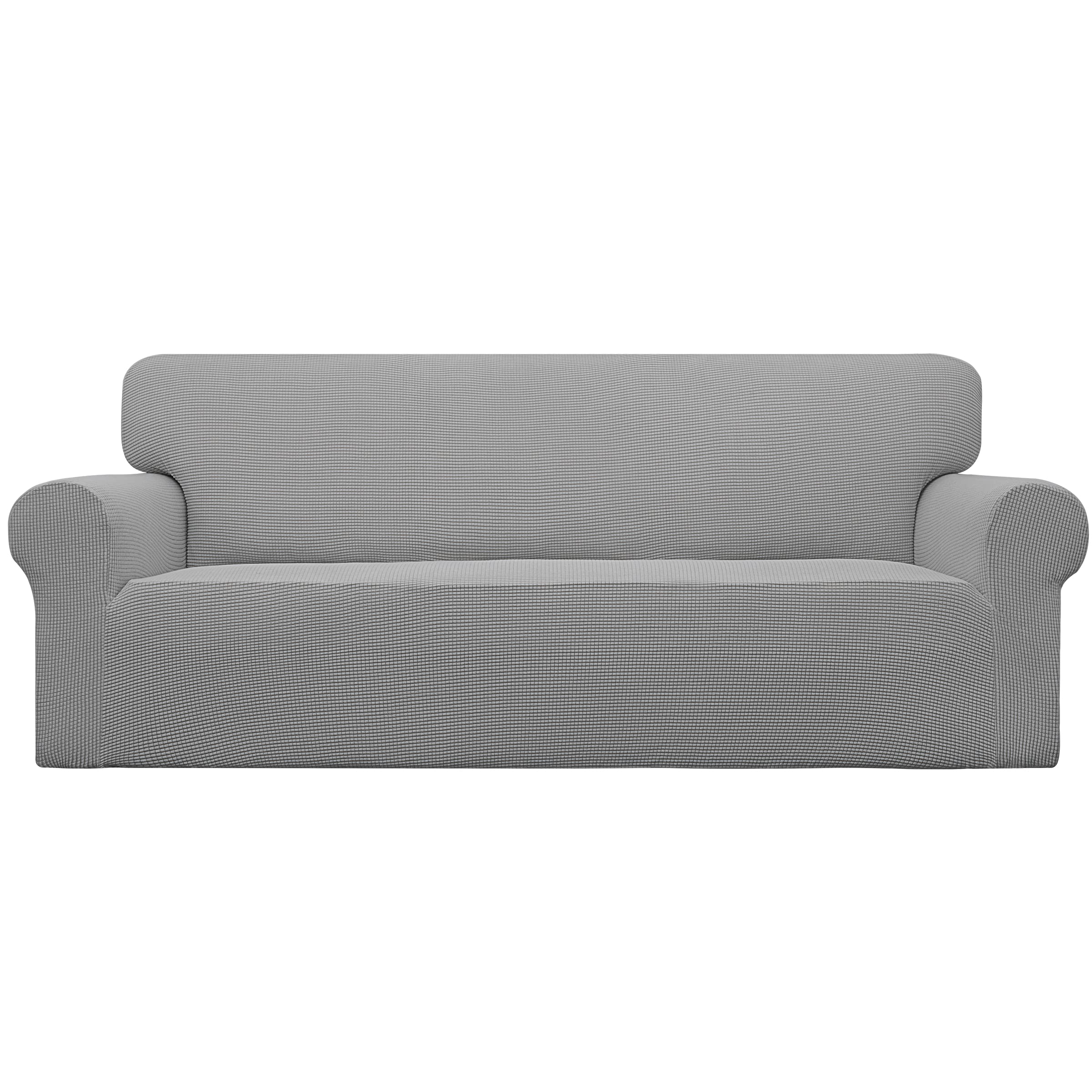 Easy-Going Stretch Sofa Slipcover 1-Piece Sofa Cover Furniture Protector Couch Soft with Elastic Bottom for Kids, Polyester Spandex Jacquard Fabric Small Checks (Sofa, Black)