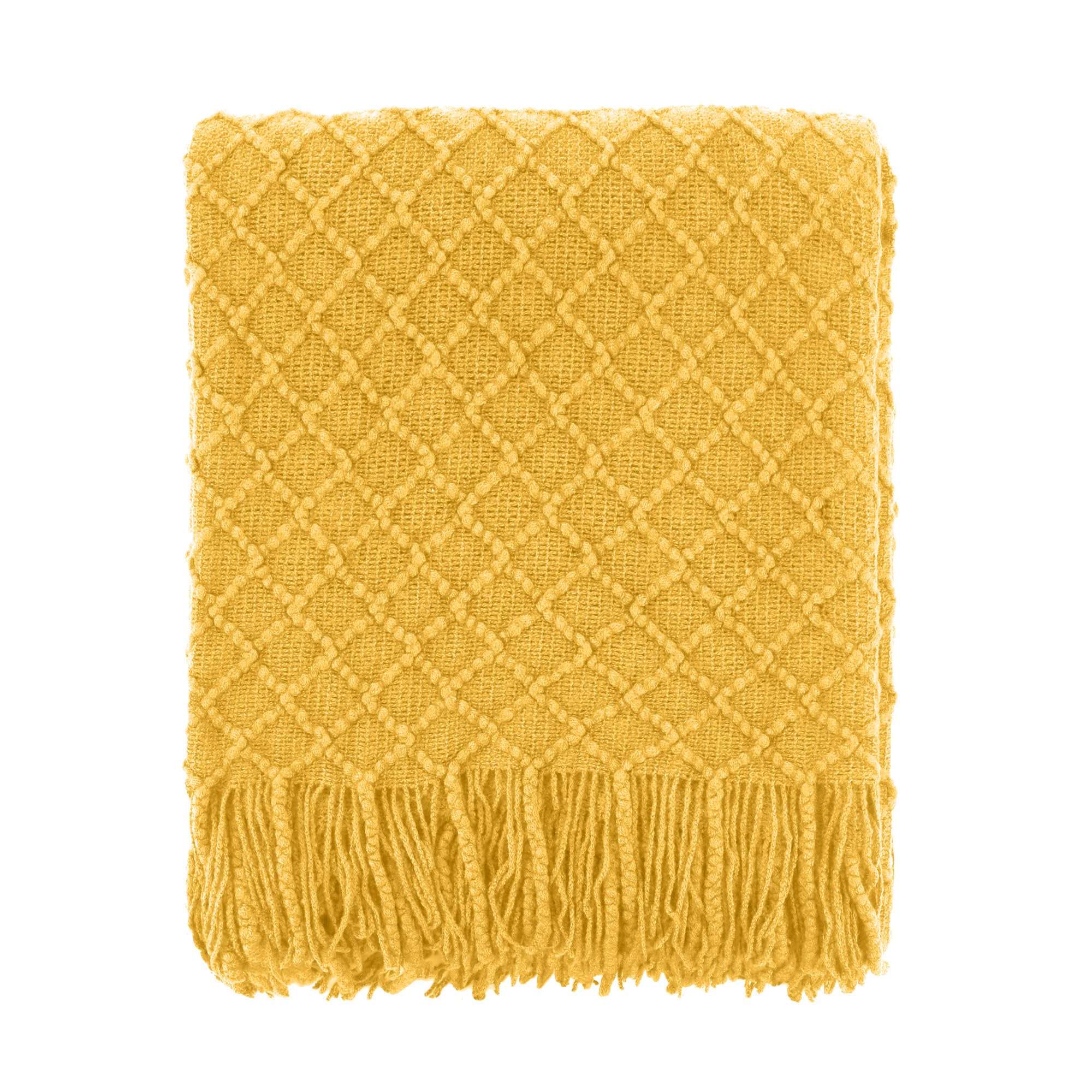 CREVENT Farmhouse Boho Knitted Throw Blanket for Couch Sofa Chair Bed Home Decoration, Soft Warm Cozy Light Weight for Spring Summer Fall (50''X60'' Beige)