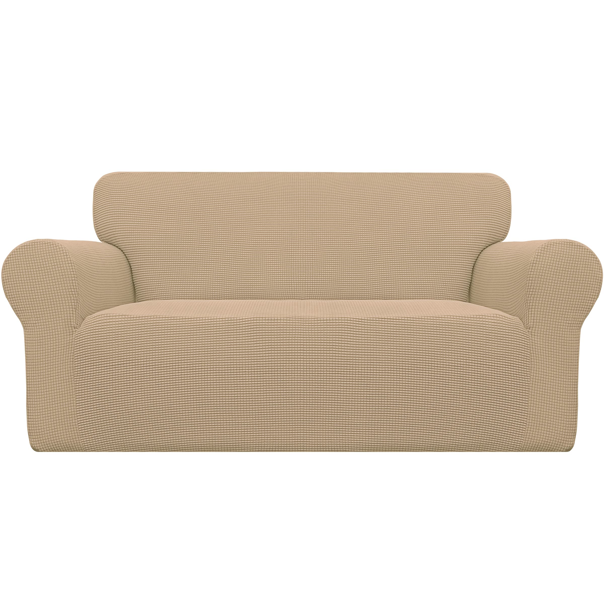 Easy-Going Stretch Sofa Slipcover 1-Piece Sofa Cover Furniture Protector Couch Soft with Elastic Bottom for Kids, Polyester Spandex Jacquard Fabric Small Checks (Sofa, Black)