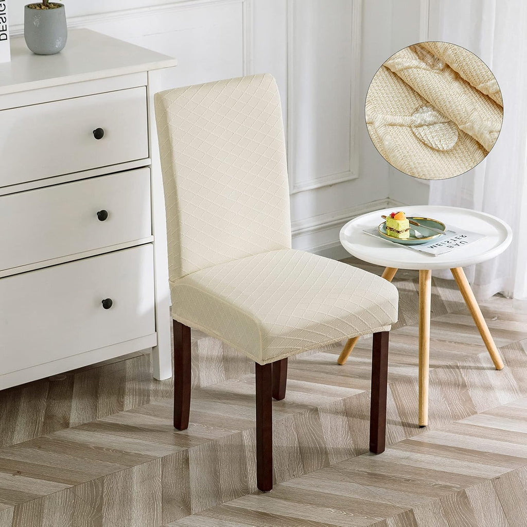 Genina Waterproof Chair Covers for Dining Room Dining Chair Covers Kitchen Parsons Chair Cover (Beige, 4 PCS)