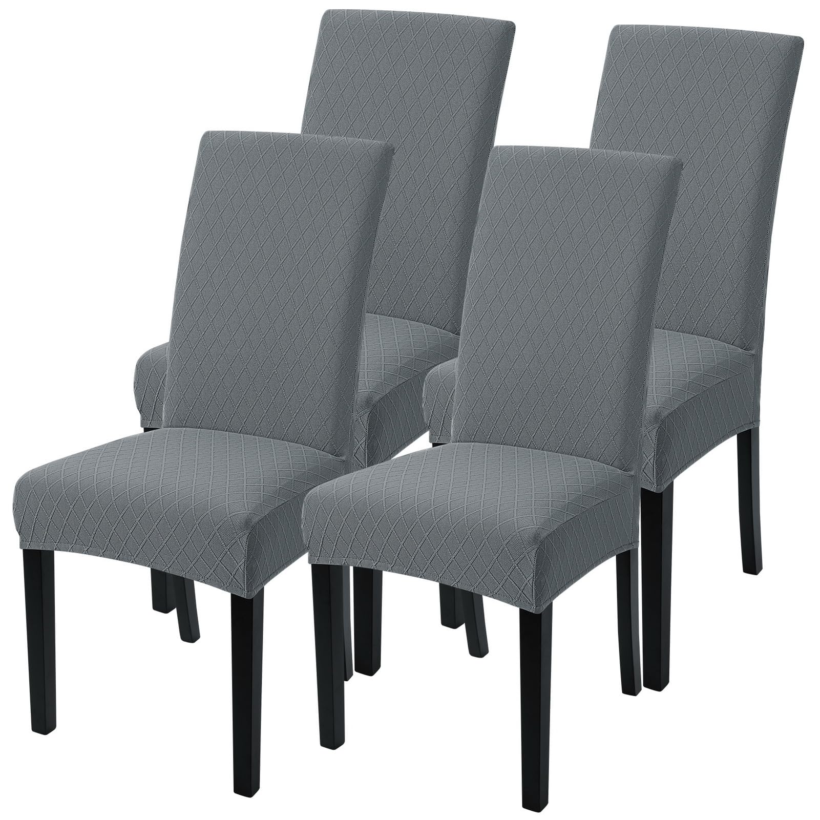 SearchI Dining Room Chair Covers Set of 6, Stretch Jacquard Parsons Chair Slipcovers Super Fit Removable Washable Kitchen Chair Protector Cover for Dining Room, Hotel, Ceremony (Beige Rhombus)