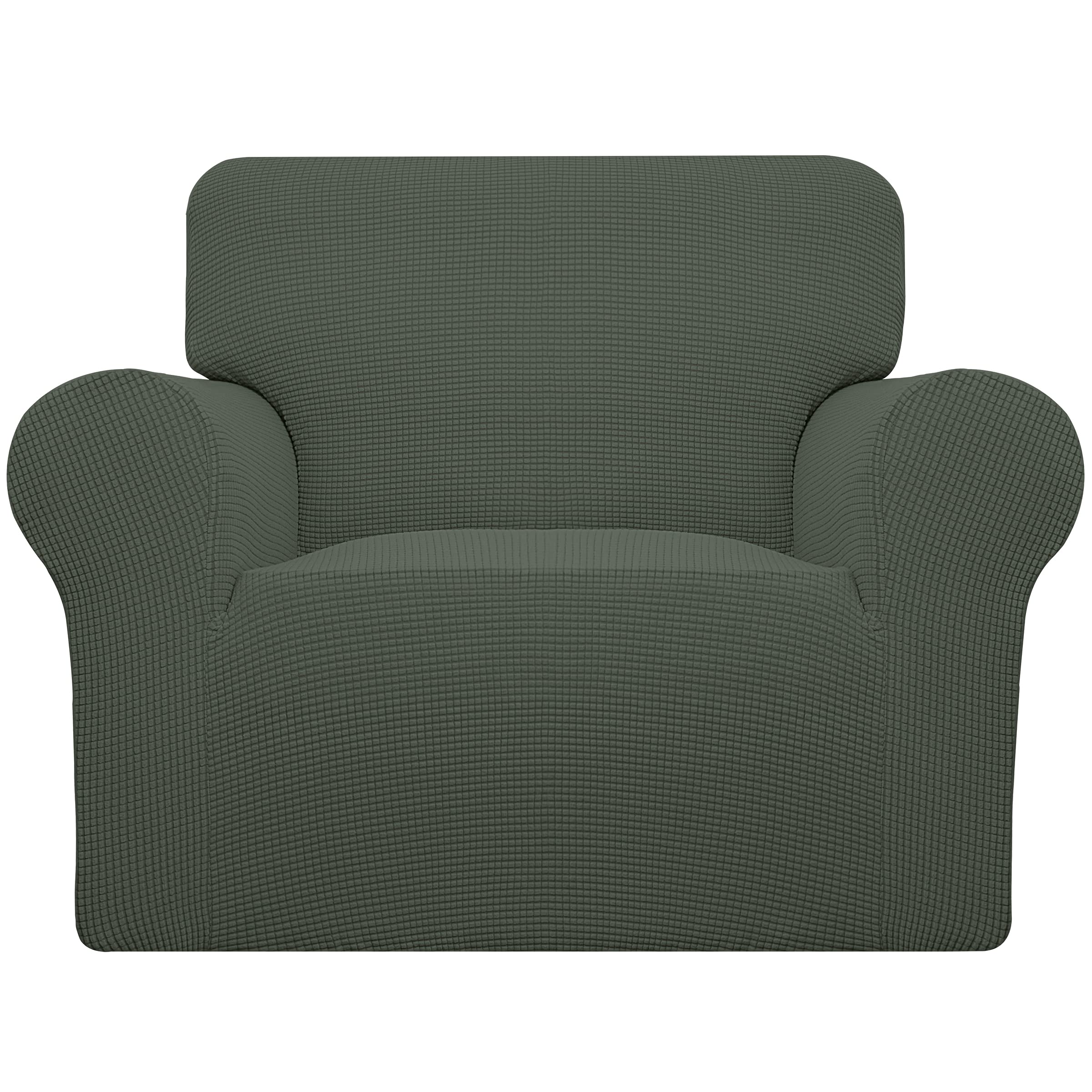 Easy-Going Stretch Sofa Slipcover 1-Piece Sofa Cover Furniture Protector Couch Soft with Elastic Bottom for Kids, Polyester Spandex Jacquard Fabric Small Checks (Sofa, Dark Gray)
