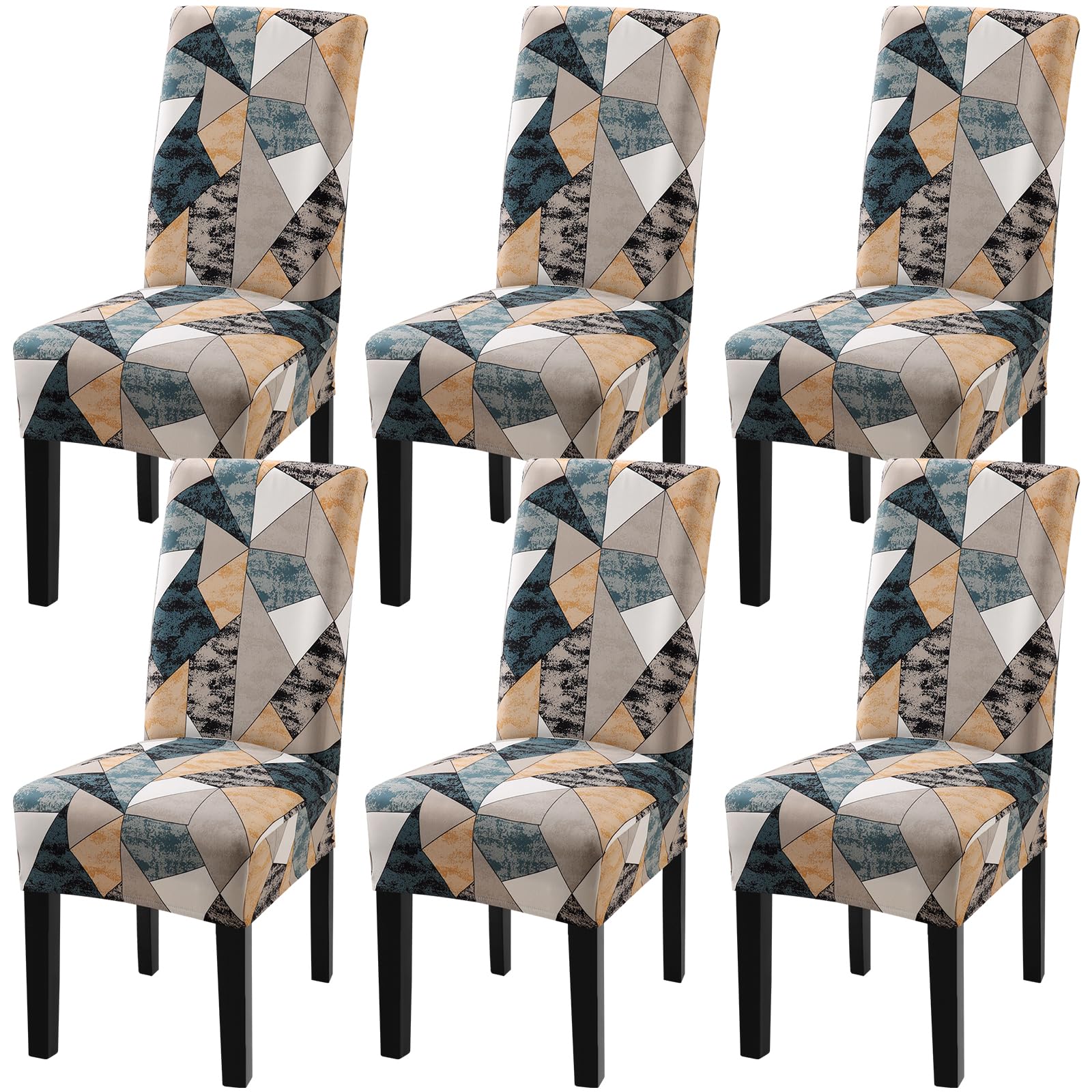 Fuloon Chair Covers for Dining Room 6 Pack, Solid Stretch Dining Chair Covers, Washable Kitchen Slip Covers, Parson Chair Covers Set of 6 (Gray Lotus, 6 Pack)