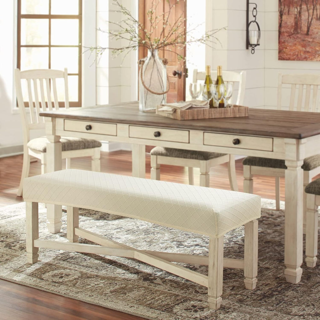 Fuloon Waterproof Dining Bench Cover, Removable Bench Slipcover Washable Bench Seat Protector Cover for Living Room, Bedroom, Kitchen (Beige)