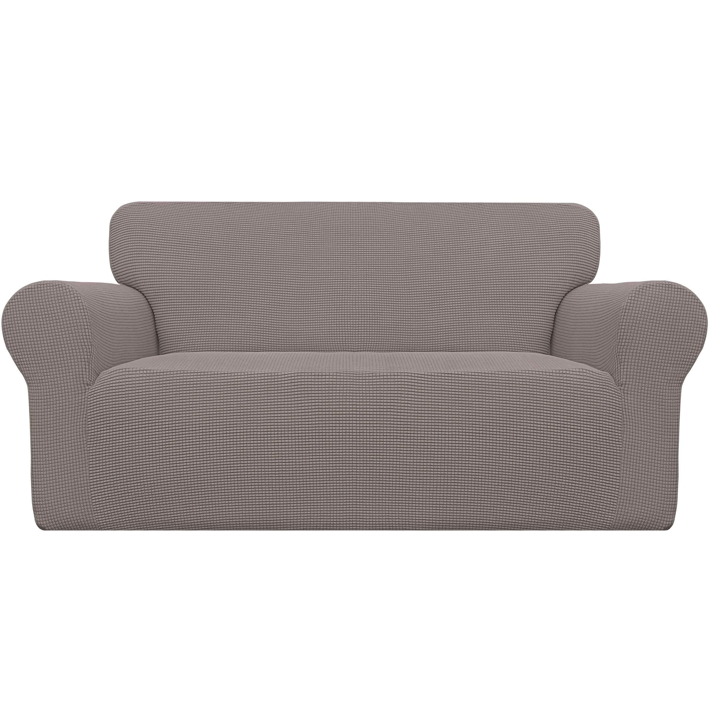 Easy-Going Stretch Sofa Slipcover 1-Piece Sofa Cover Furniture Protector Couch Soft with Elastic Bottom for Kids, Polyester Spandex Jacquard Fabric Small Checks (Sofa, Black)