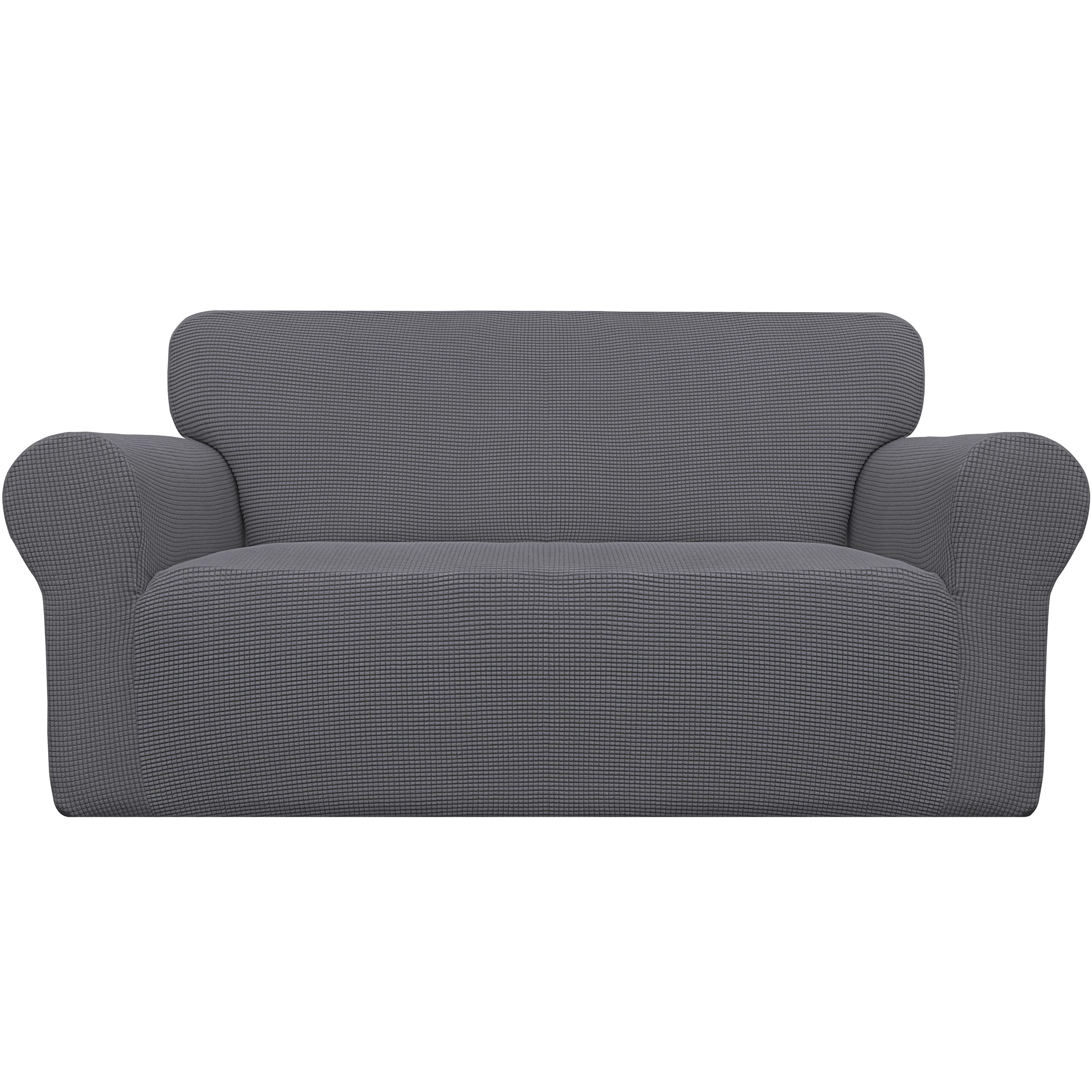 Easy-Going Stretch Sofa Slipcover 1-Piece Sofa Cover Furniture Protector Couch Soft with Elastic Bottom for Kids, Polyester Spandex Jacquard Fabric Small Checks (Sofa, Dark Gray)
