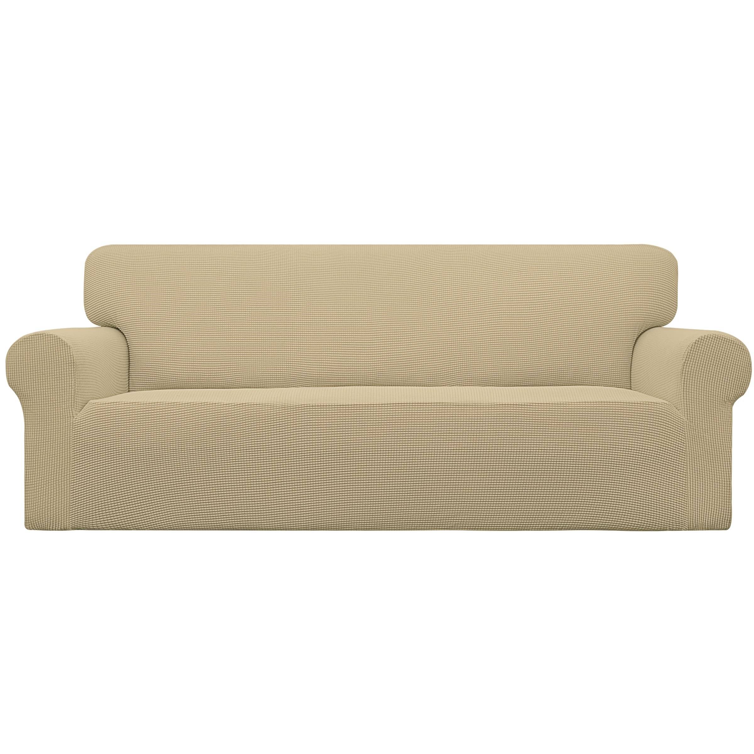 Easy-Going Stretch Sofa Slipcover 1-Piece Sofa Cover Furniture Protector Couch Soft with Elastic Bottom for Kids, Polyester Spandex Jacquard Fabric Small Checks (Sofa, Dark Gray)