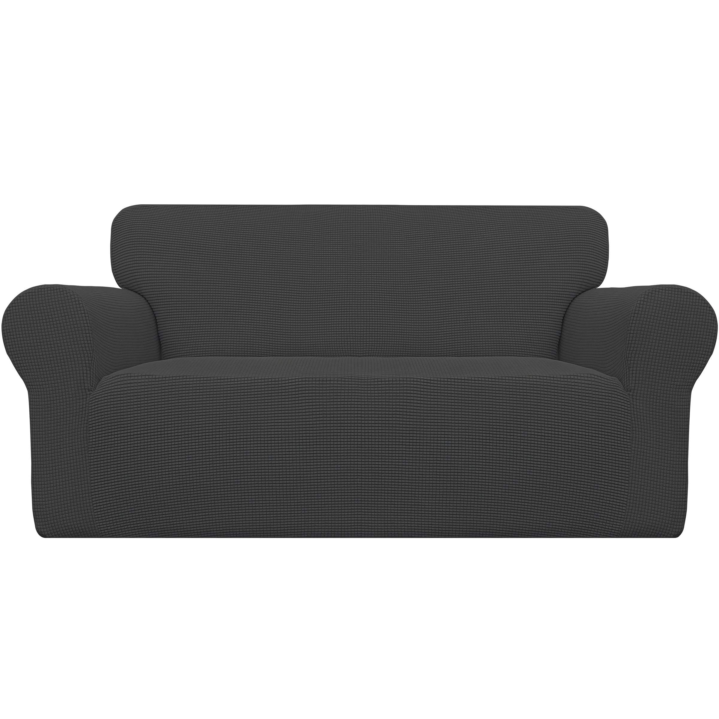 Easy-Going Stretch Sofa Slipcover 1-Piece Sofa Cover Furniture Protector Couch Soft with Elastic Bottom for Kids, Polyester Spandex Jacquard Fabric Small Checks (Sofa, Black)