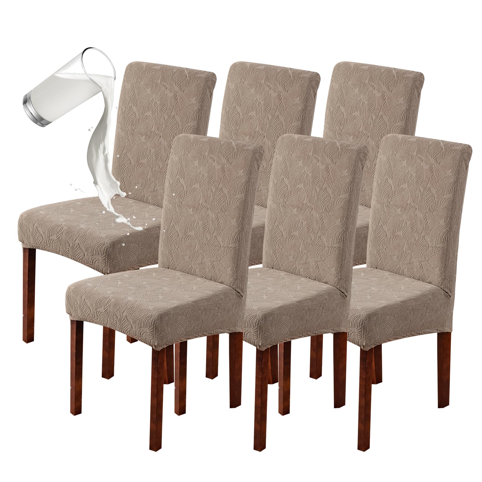 Genina Waterproof Dining Room Chair Covers Stretch Parsons Chair Slipcovers for Dining Room Kitchen Chair Protector Cover, Removable, Washable (4, Flower Pattern-Dark Gray)