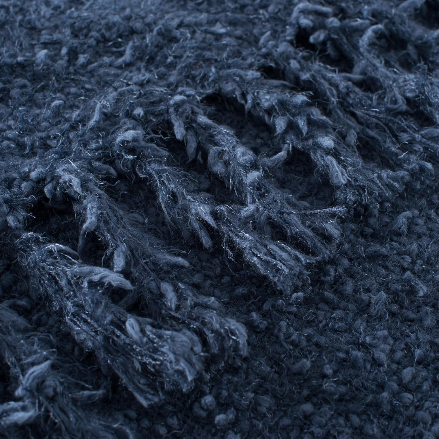 Winter Knit Throw Blanket Fluffy Fuzzy Soft Lightweight Cozy Farmhouse Tassels Chunky Knitted Throws for Couch Sofa Bed (Navy Blue, 50"x60")