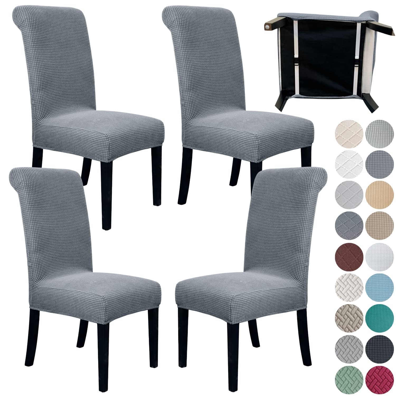 SPRINGRICO 4 Pack Dining Room Chair Covers with seat Belt, Stretch Parsons Chair Slipcover Washable Kitchen Dining Chair Cover Removable Seat Protector Set of 4, S3- Warm Cream