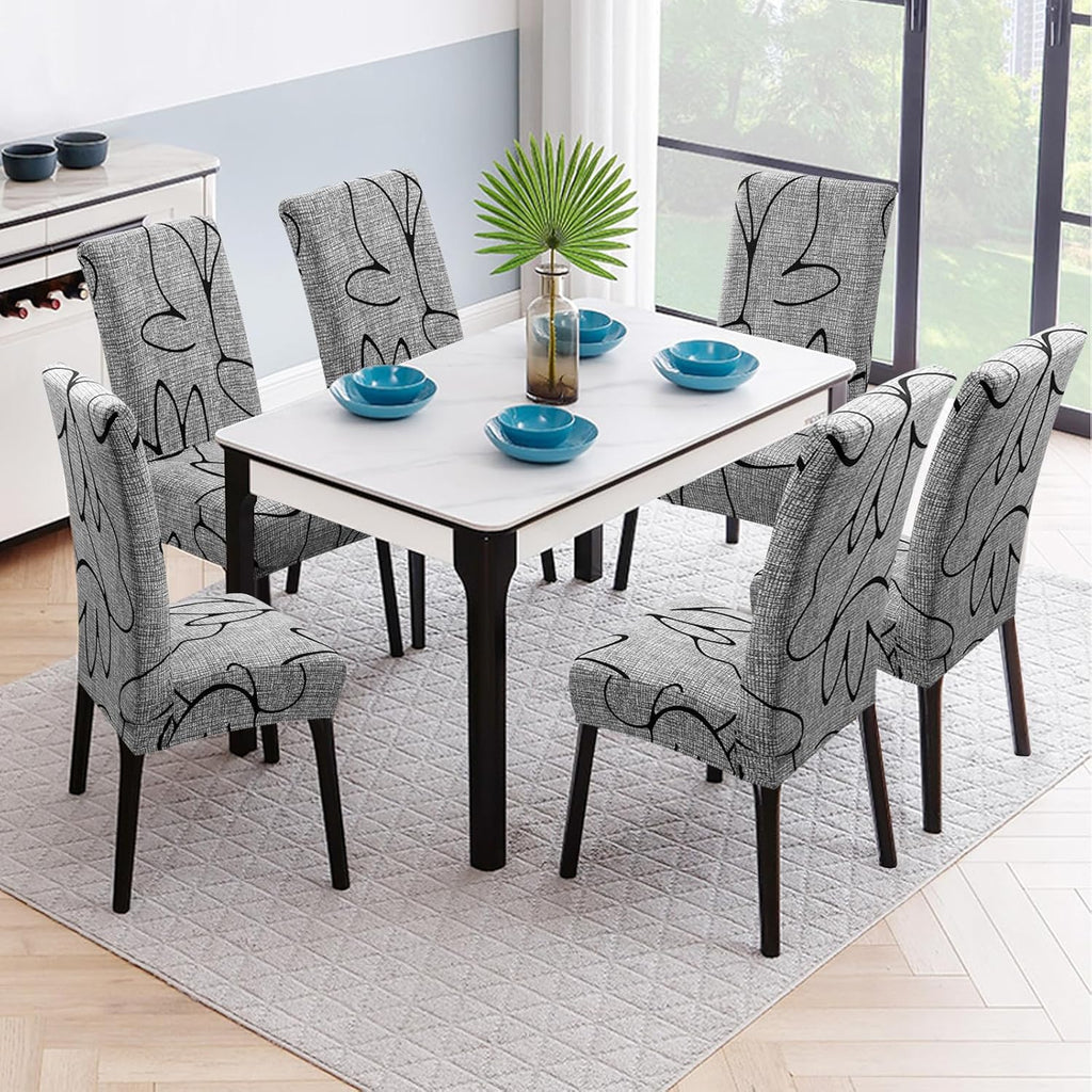 Fuloon Chair Covers for Dining Room 6 Pack, Solid Stretch Dining Chair Covers, Washable Kitchen Slip Covers, Parson Chair Covers Set of 6 (Gray Lotus, 6 Pack)