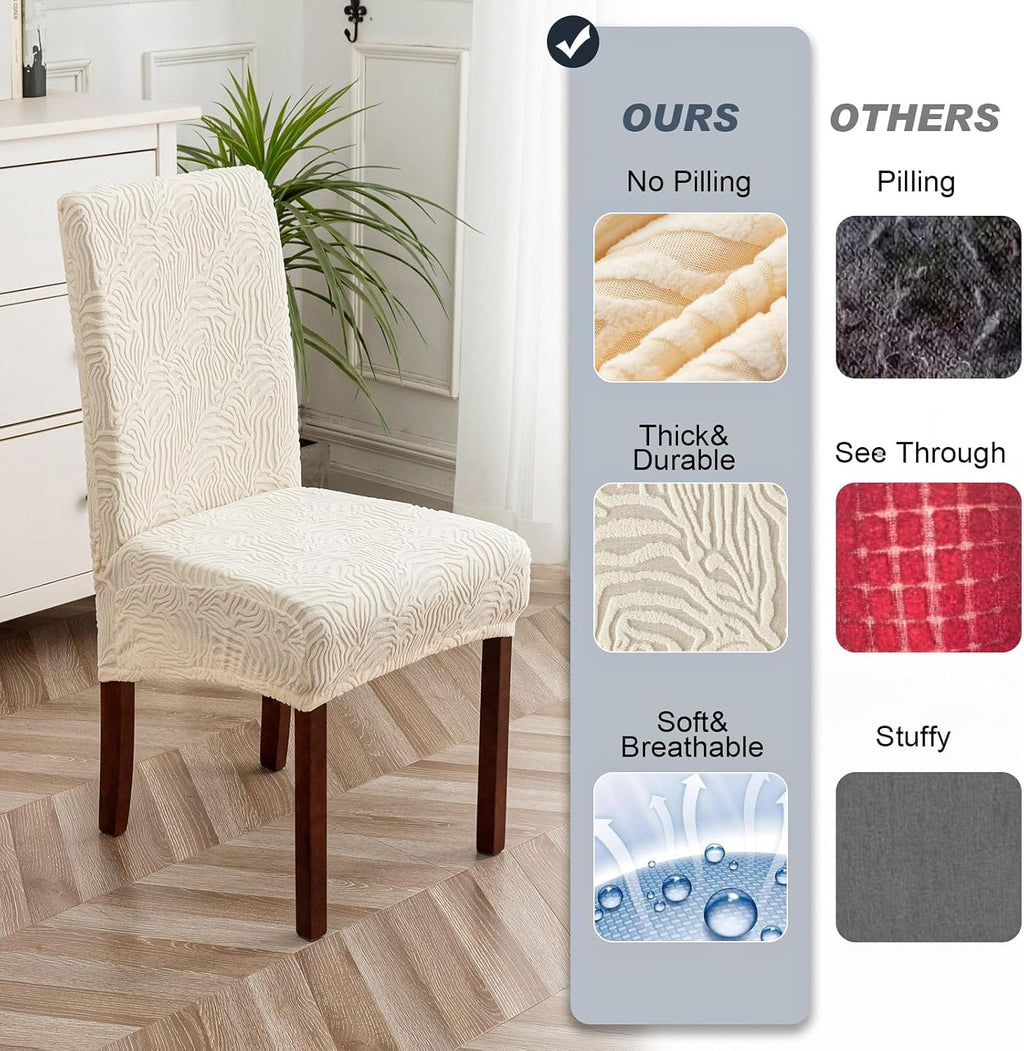 Dining Chair Covers, Chair Covers for Dining Room Stretch Parsons Chair Slipcover, for Dining Room Kitchen Chair Protector Cover, Removable, Washable (Beige, 6 Pack)